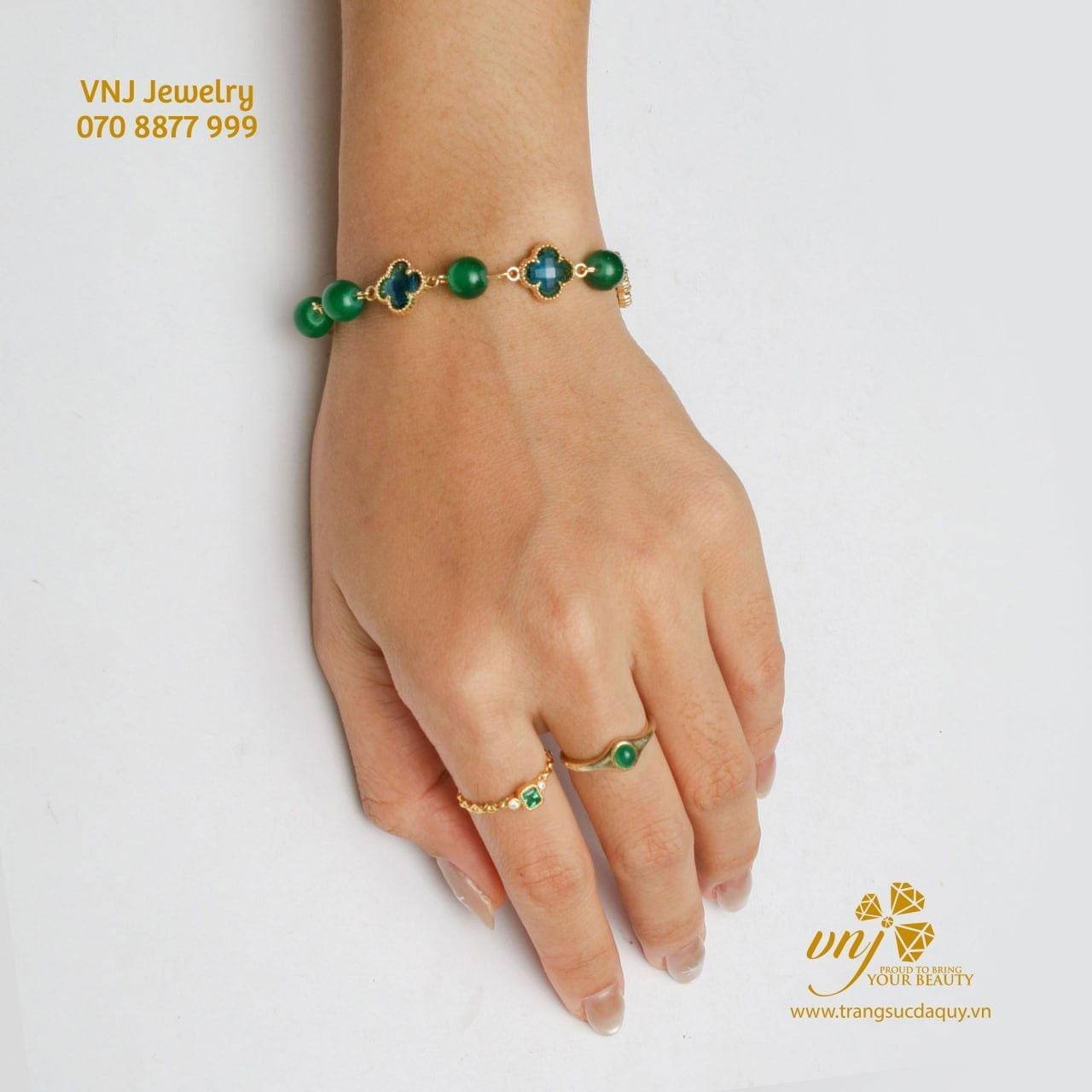 Vòng Tay Cỏ 4 Lá Ngọc Mích Mix Topaz (2)