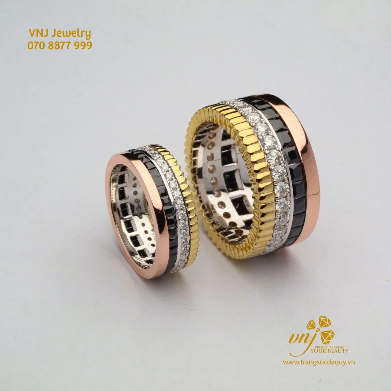 Nhẫn Cưới Kim Cương Vàng 18k 3 Màu Nc93 (9)