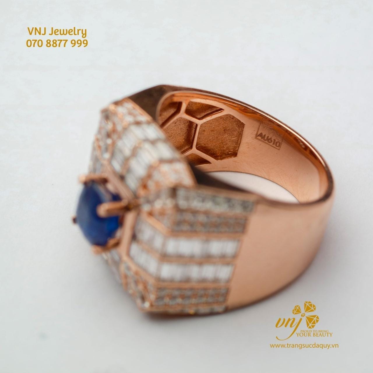 Nhẫn Kết Sapphire Nam Vàng Hồng