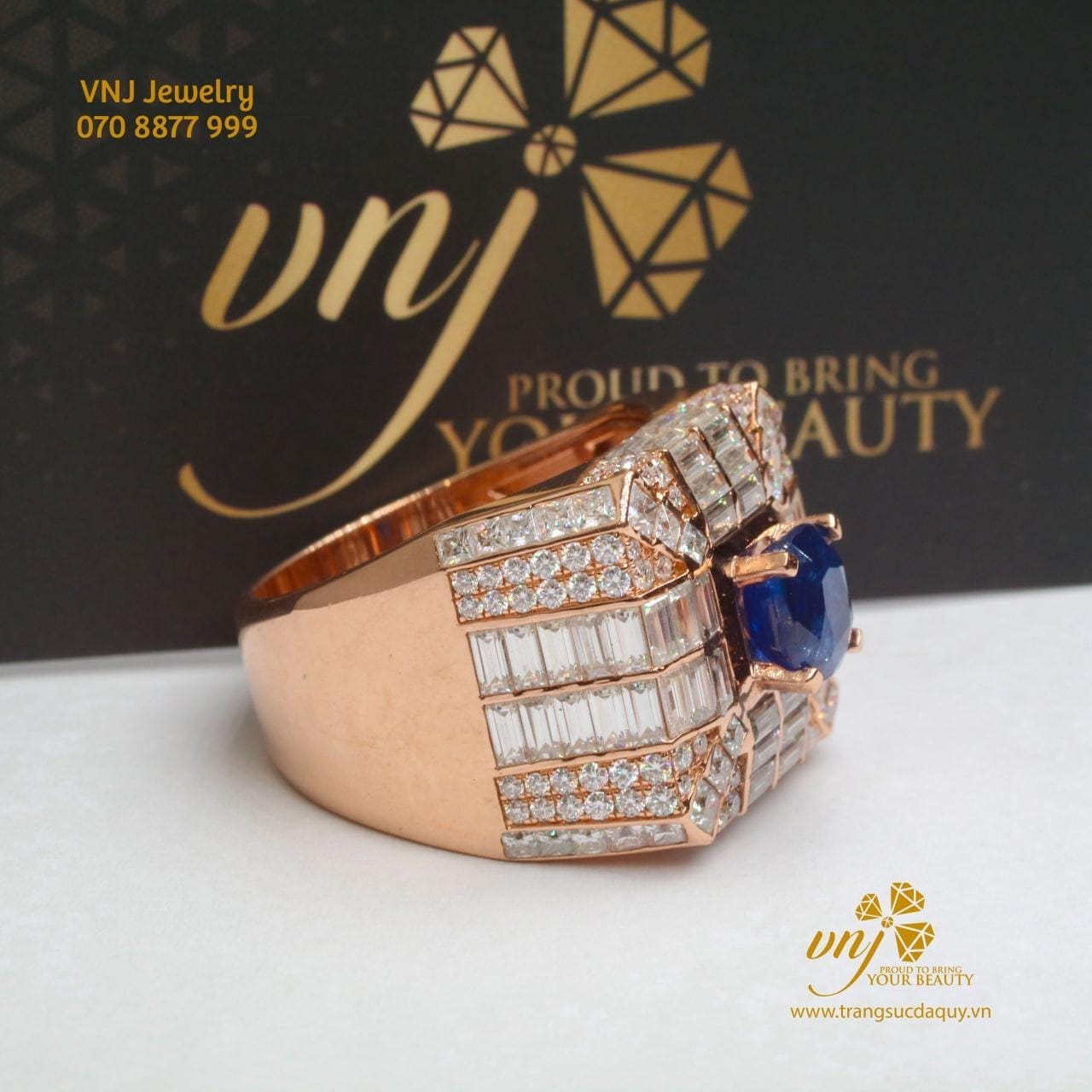 Nhẫn Kết Sapphire Nam Vàng Hồng (3)