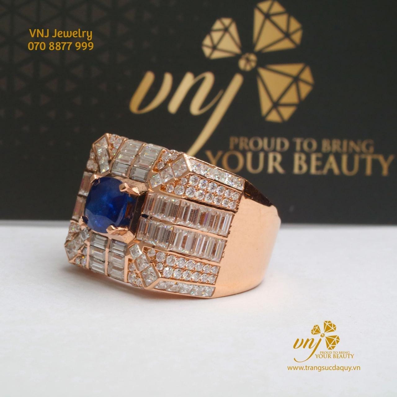 Nhẫn Kết Sapphire Nam Vàng Hồng (6)
