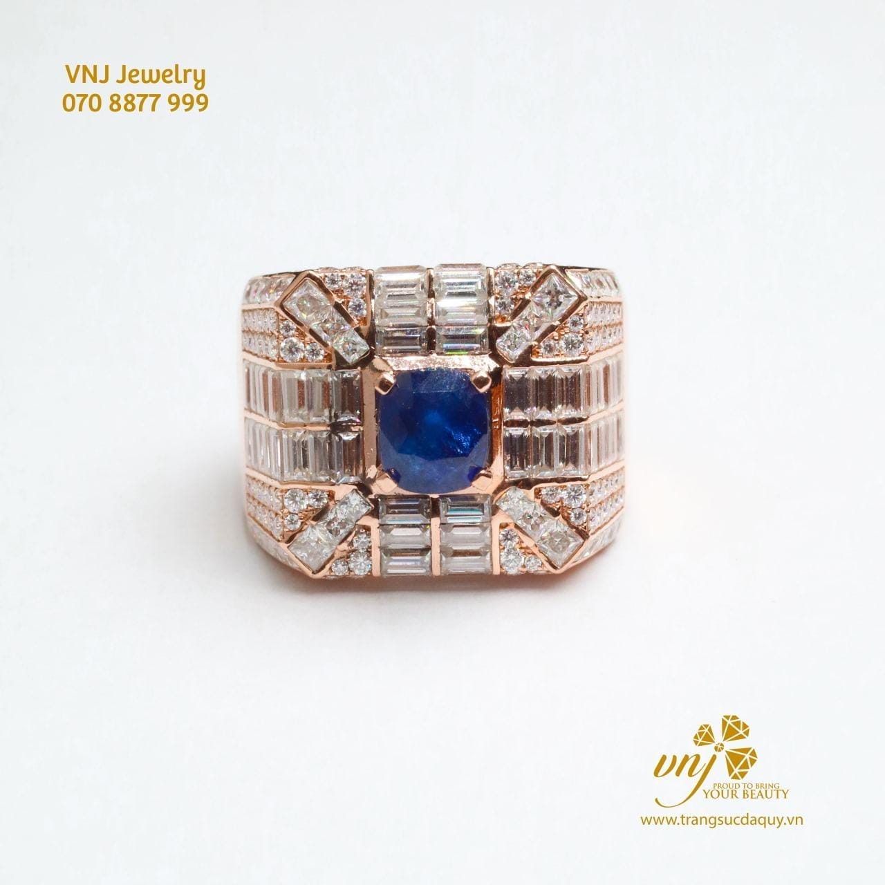 Nhẫn Kết Sapphire Nam Vàng Hồng (8)