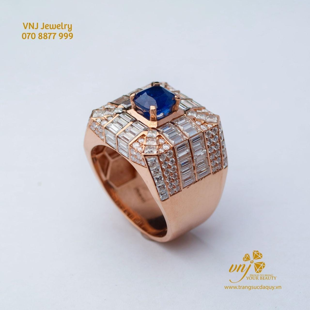 Nhẫn Kết Sapphire Nam Vàng Hồng (9)