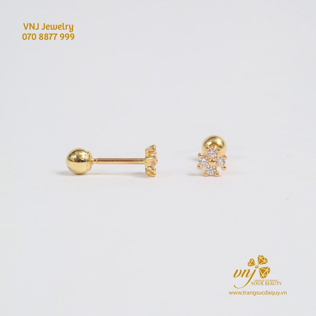 Bông Tai Vàng 14k Cỏ 4 Lá (3)