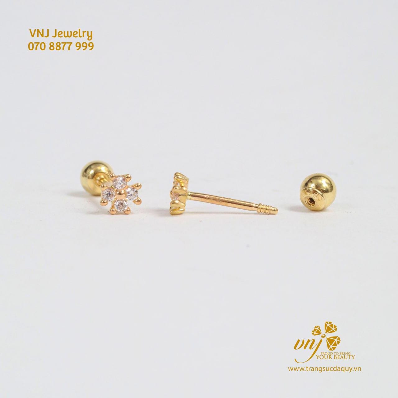 Bông Tai Vàng 14k Cỏ 4 Lá