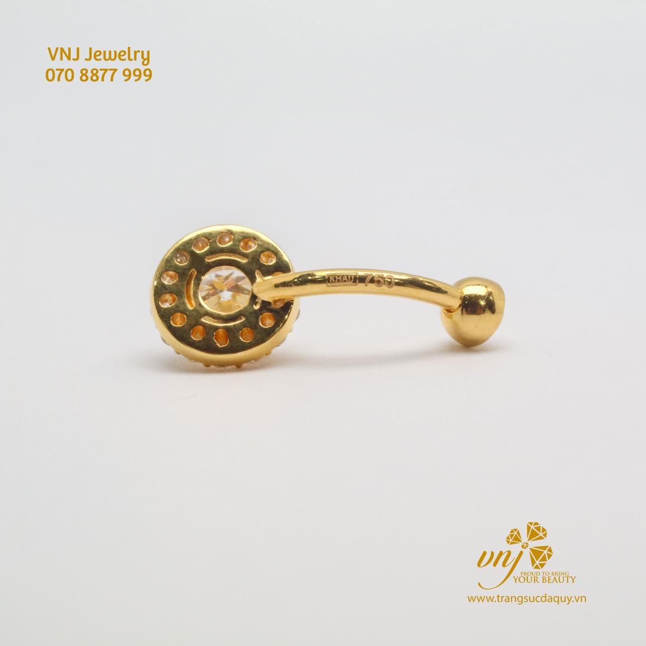 Khuyên Rốn Kim Cương Vàng 18k (2)