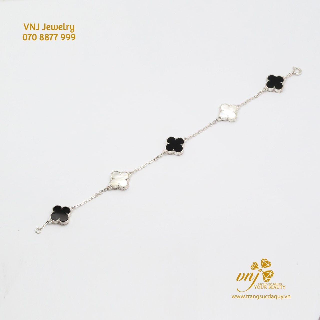 Lắc Tay Cỏ 4 Lá Ngọc Trai Mix Sapphire