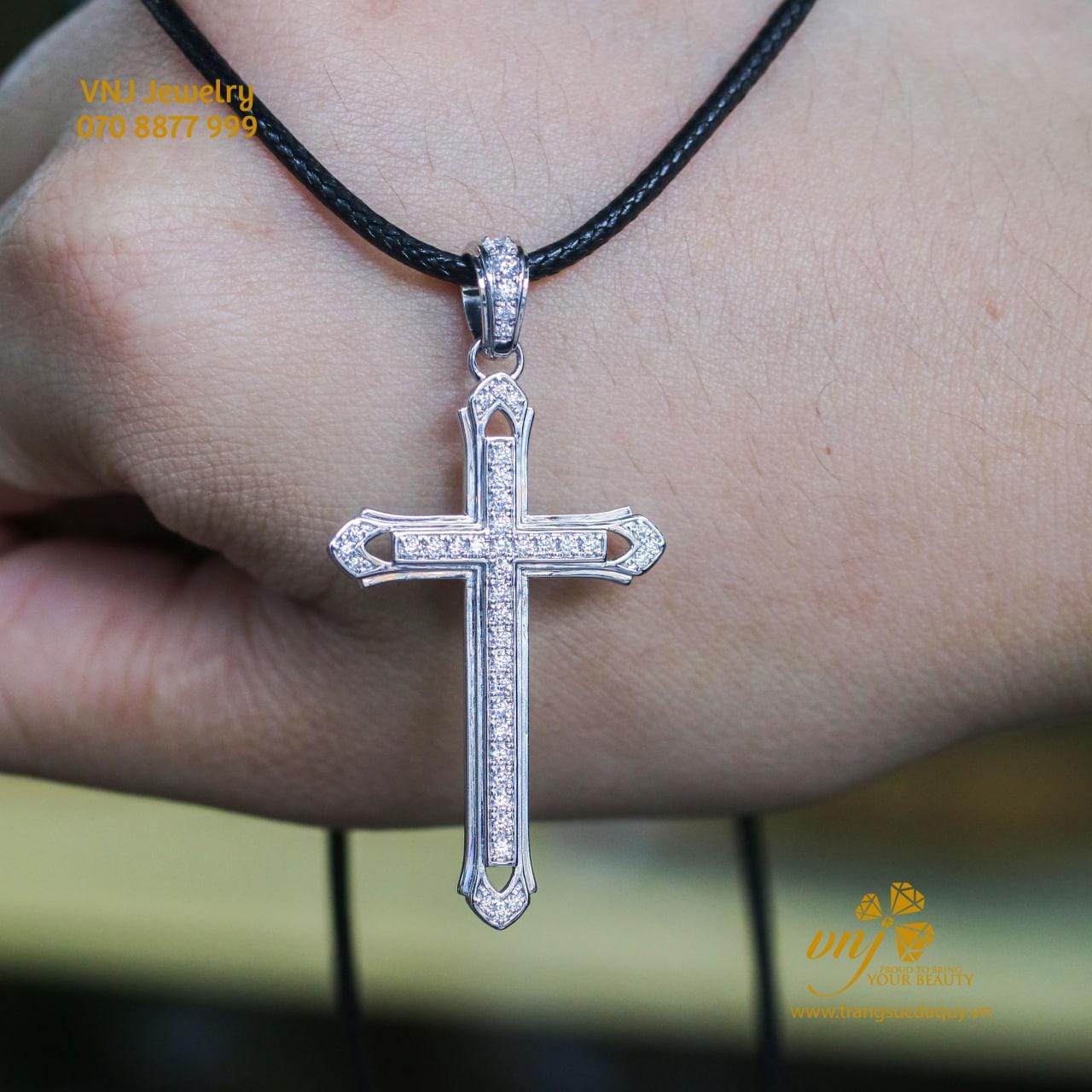 Mặt Dây Thánh Giá Kim Cương Mdtg12 (4)