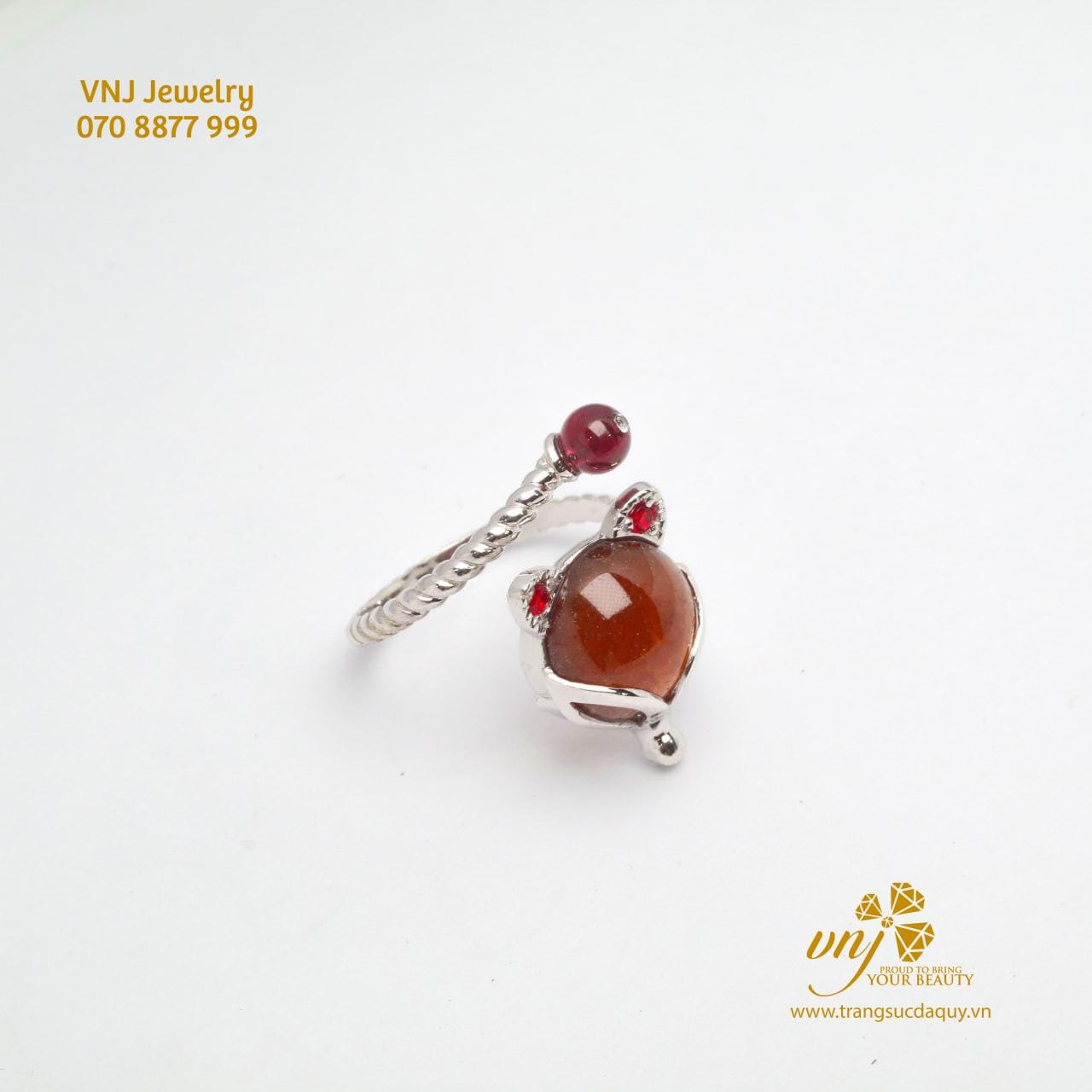 Nhẫn Hồ Ly Đá Garnet Thiên Nhiên (2)