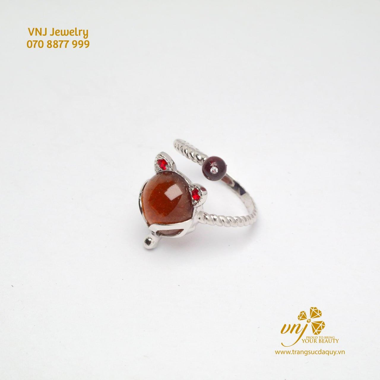 Nhẫn Hồ Ly Đá Garnet Thiên Nhiên (3)