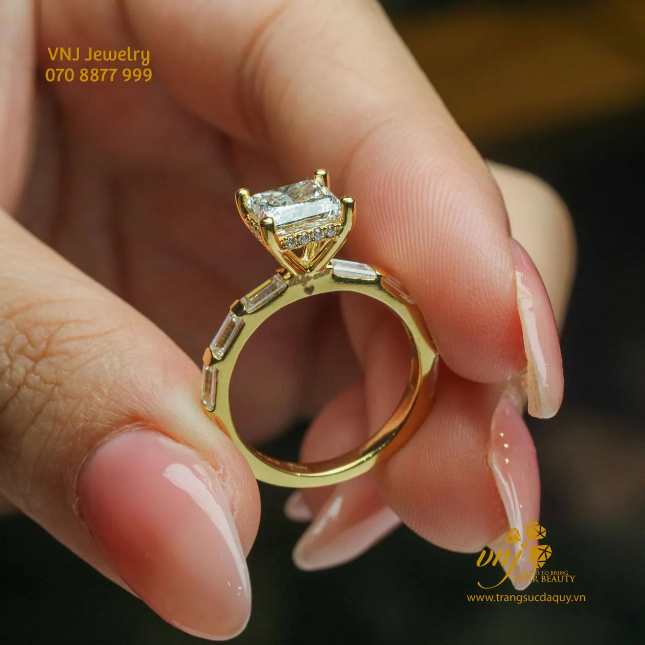 Nhẫn Kim Cương Princess Cut NWD40 Sang Trọng