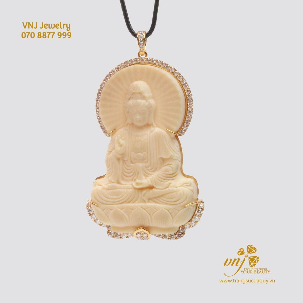 Quan âm Ngà Voi Nhân Tạo Bọc Vàng