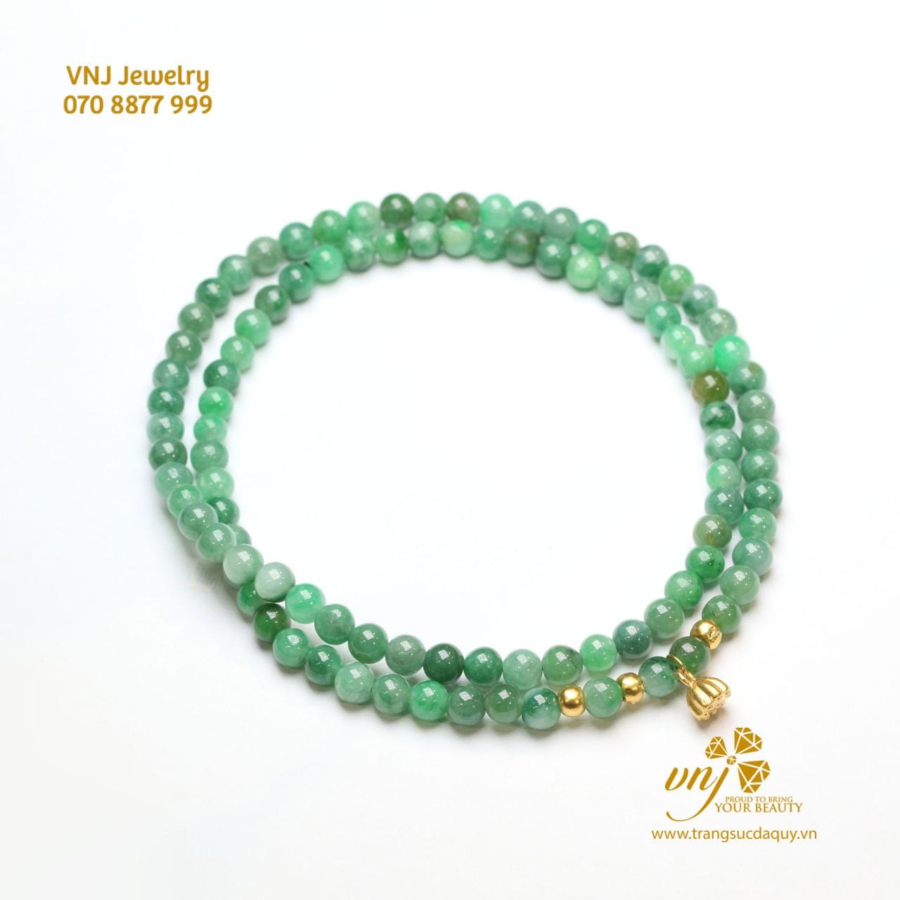 Vòng Tay Cẩm Thạch Mix Charm Vàng 24k (3)