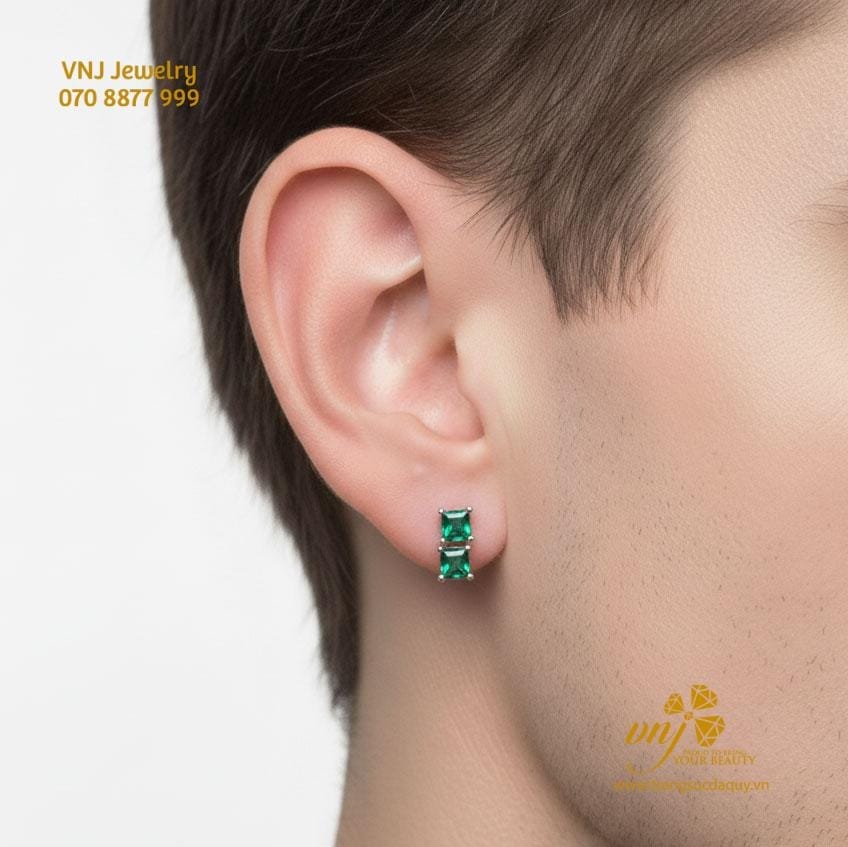 Bông Tai Đá Emerald Bte6