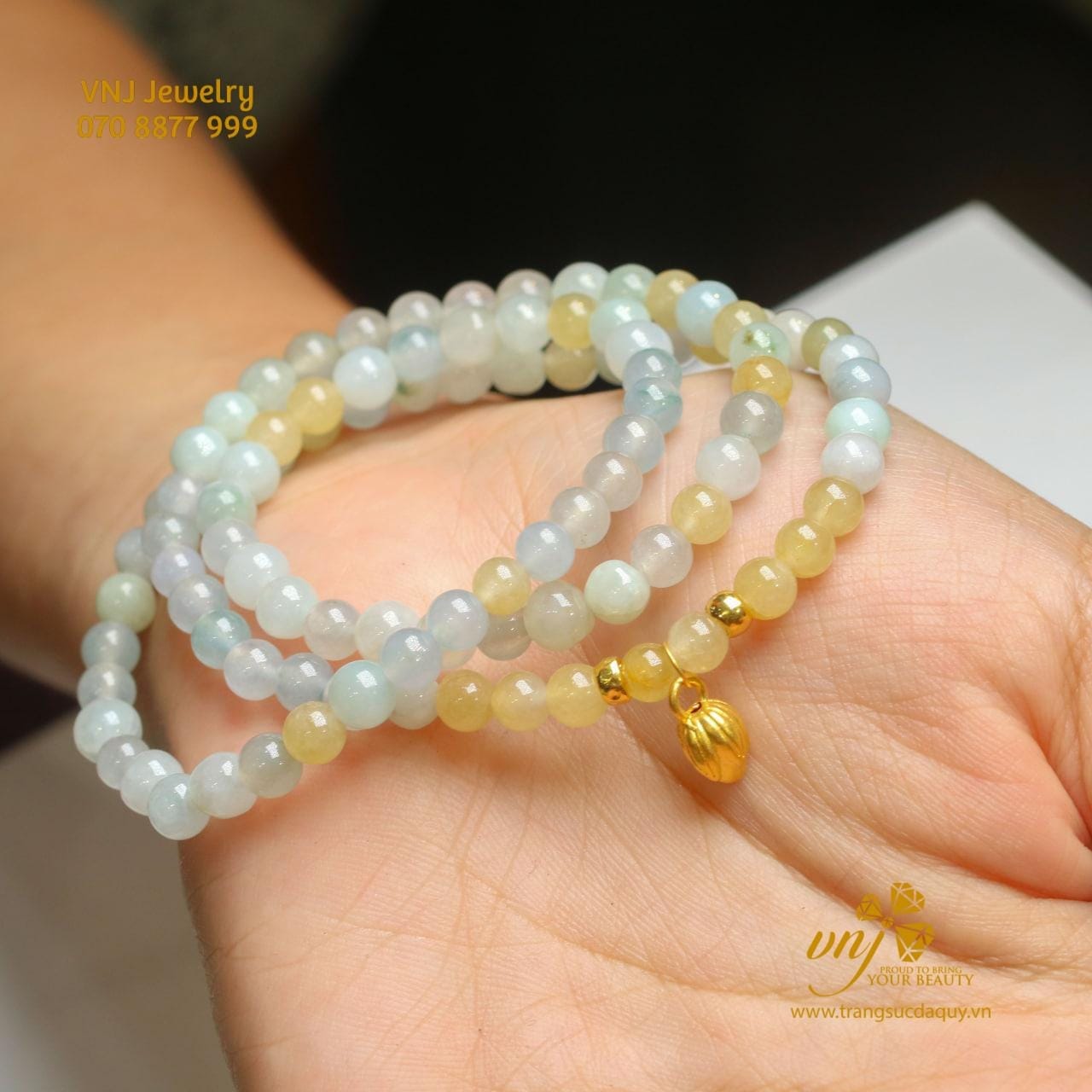 Vòng Tay Cẩm Thạch Mix Charm Vàng 24k Vdj8 (4)