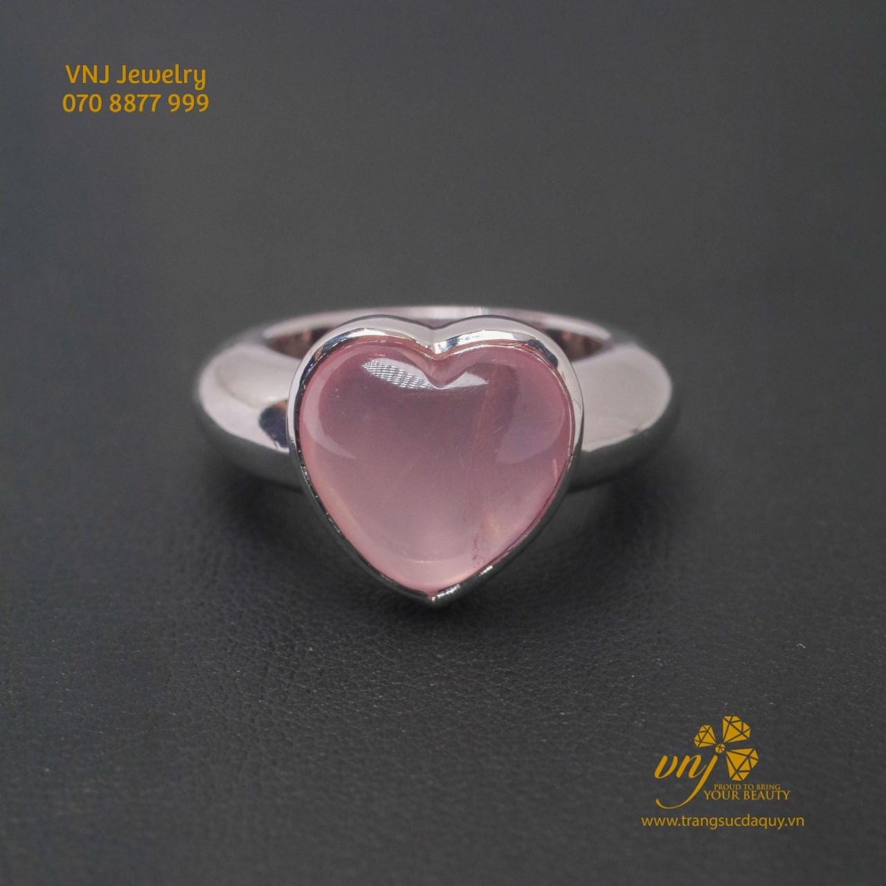 Nhẫn Thạch Anh Hồng Trái Tim NWQH7