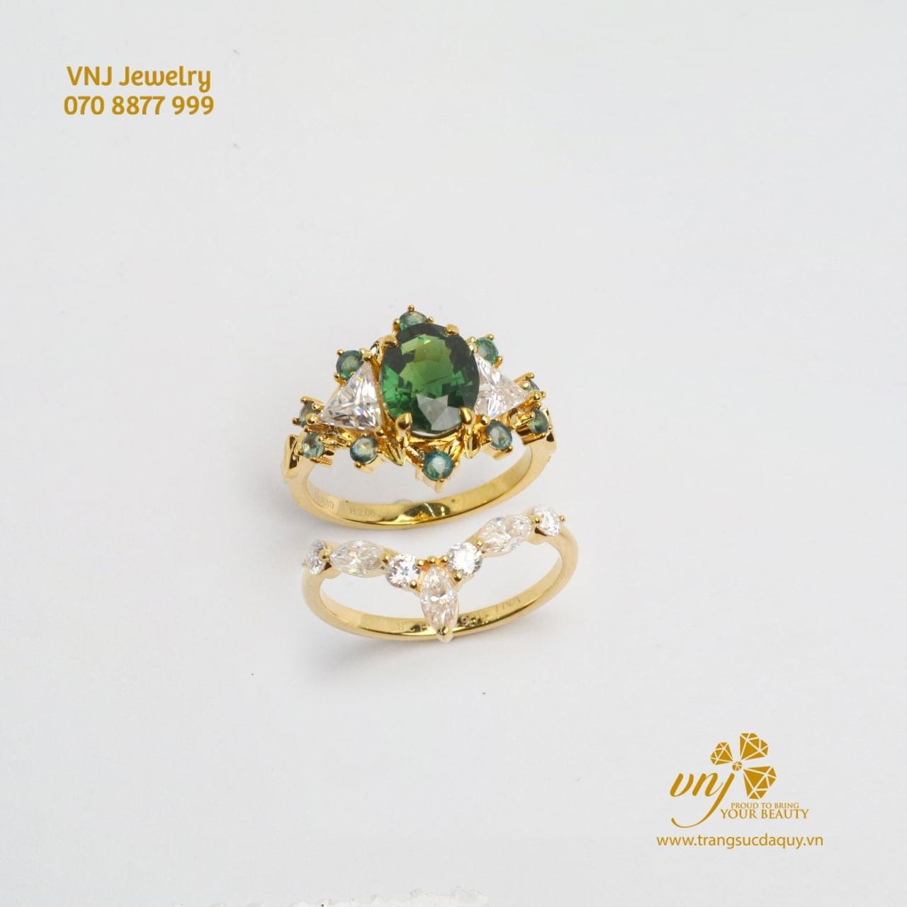 Combo Nhẫn Sapphire Xanh Lá