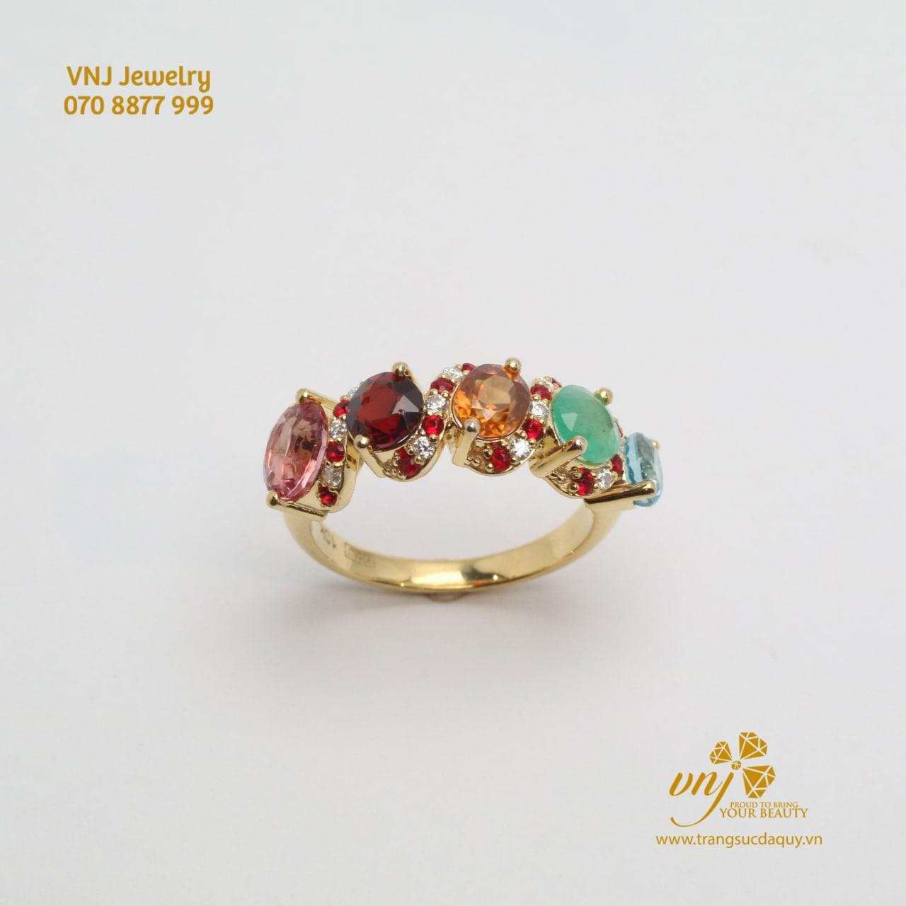 Nhẫn Eternity 5 Viên Đá Quý Vàng 10k (3)