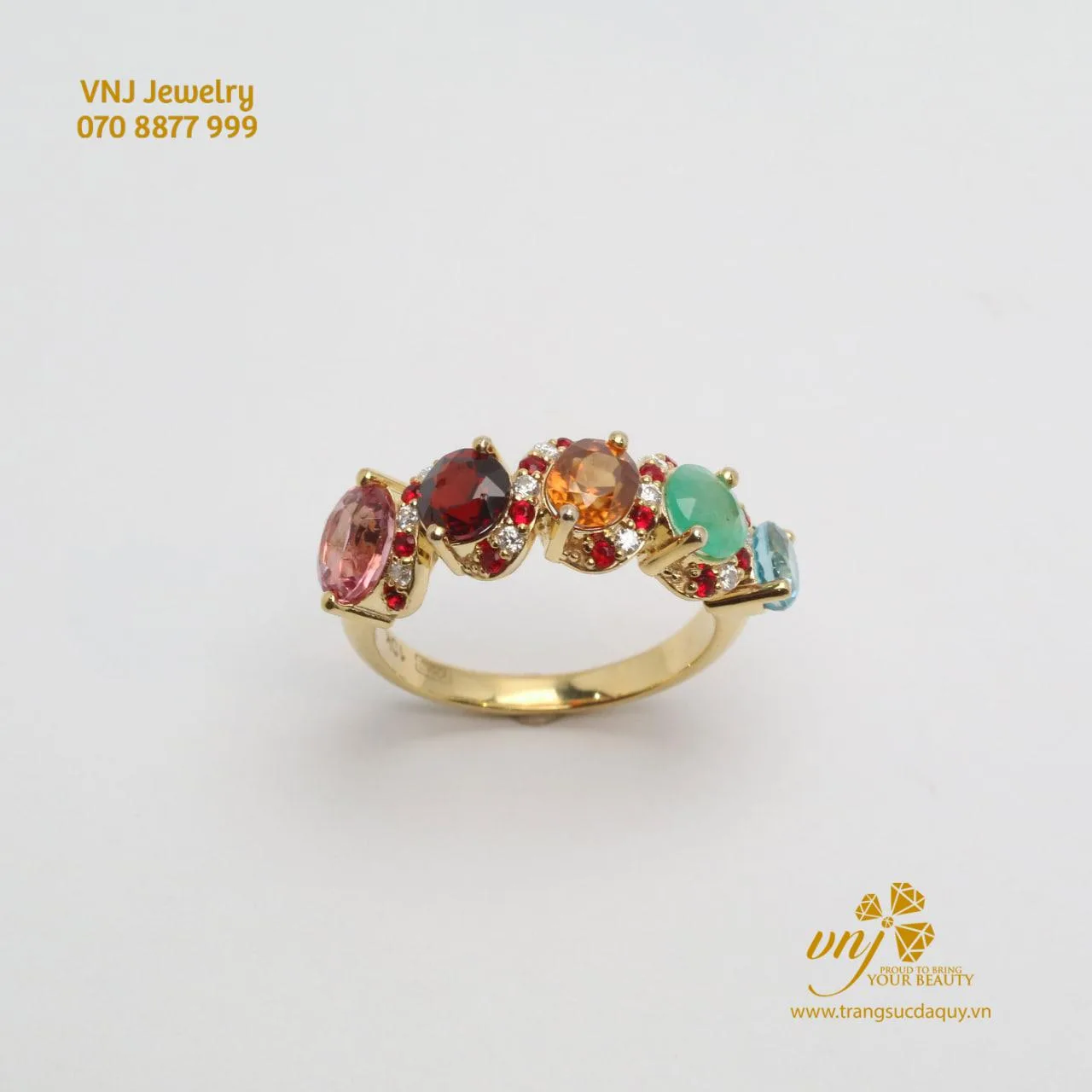 Nhẫn Eternity 5 Viên Đá Quý Vàng 10k (3)