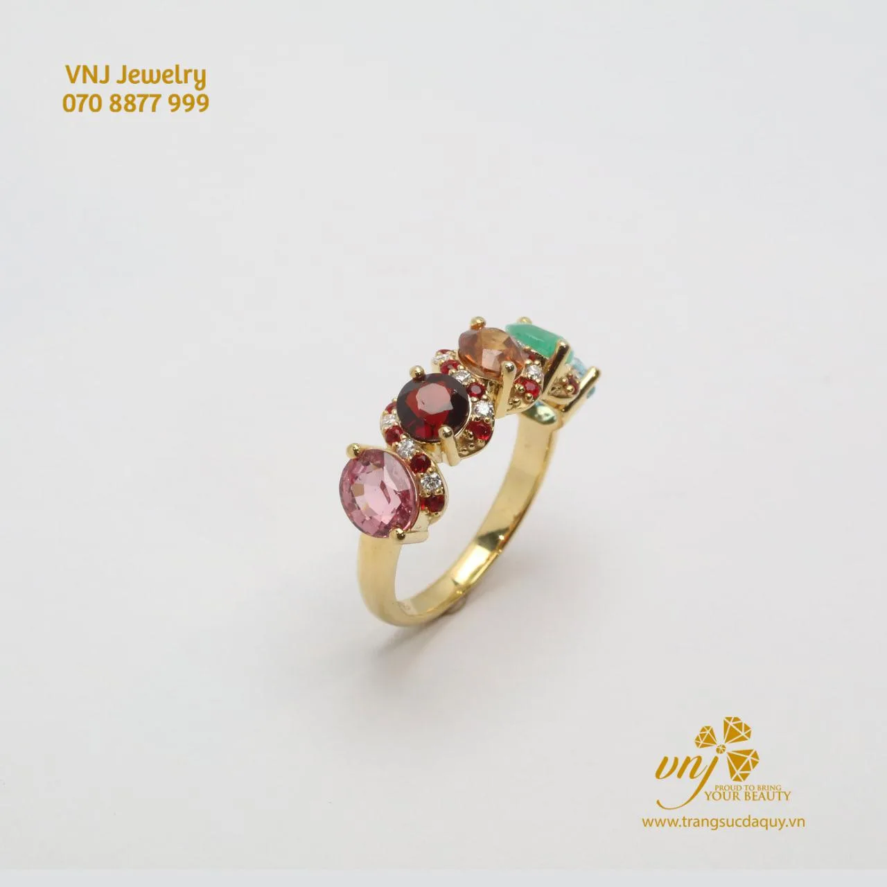 Nhẫn Eternity 5 Viên Đá Quý Vàng 10k (4)