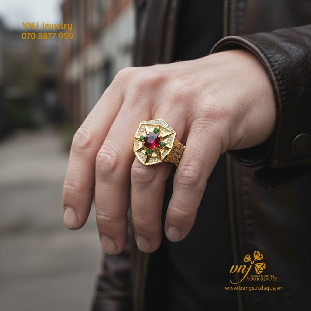 Nhẫn Chiến Binh Lạc Hồng Đá Spinel Đỏ NM141