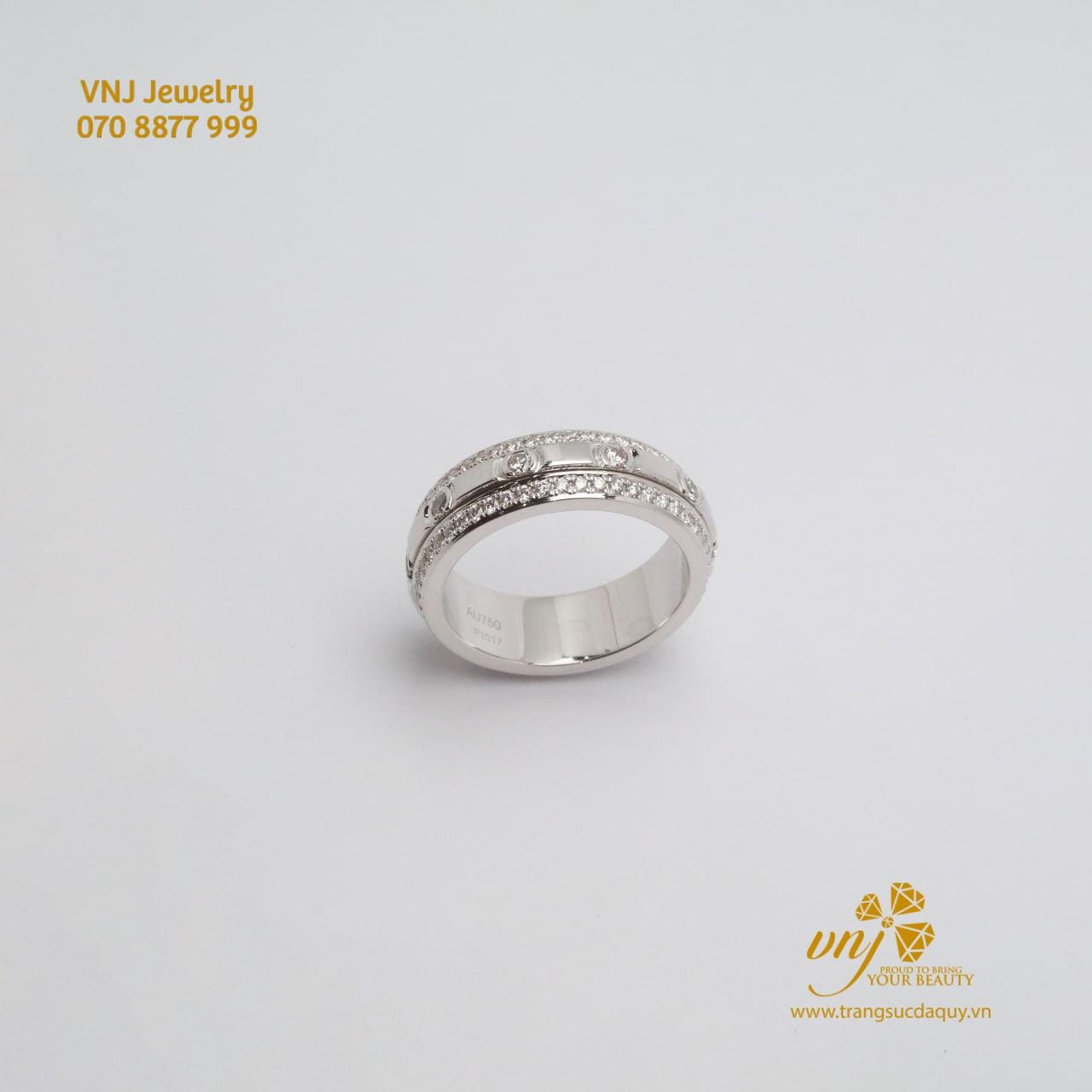 Nhẫn Xoay Kim Cương NM146 - cận cơ chế xoay