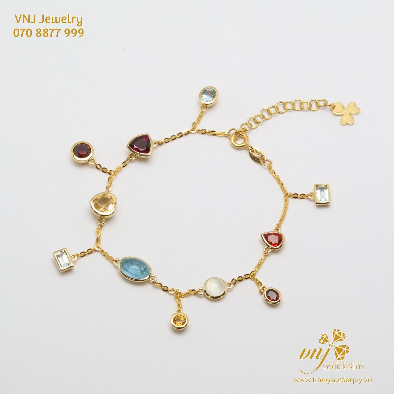 Vòng Tay Đa Sắc Aquamarine, Citrine, Garnet Và Moonstone (2)