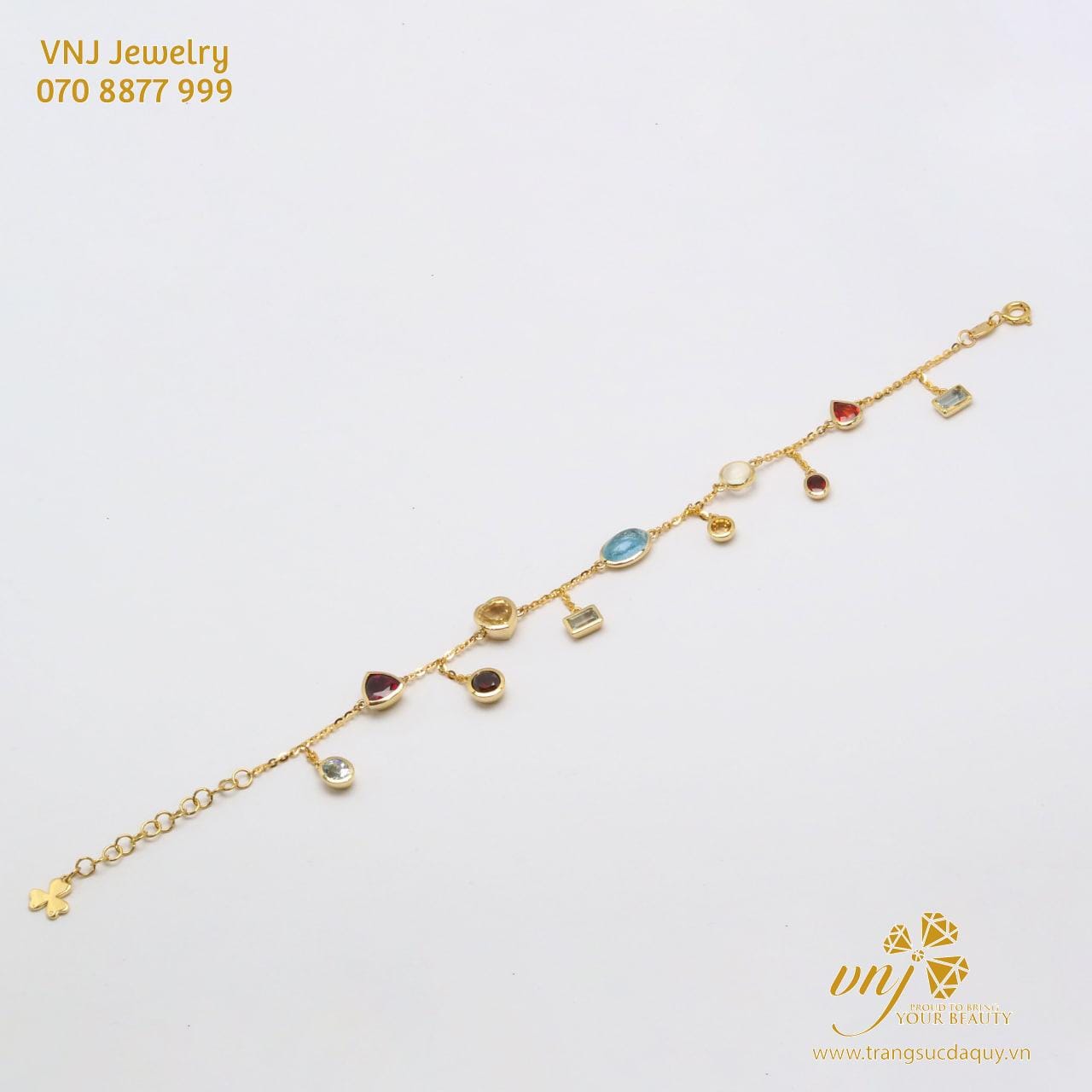 Vòng Tay Đa Sắc Aquamarine, Citrine, Garnet Và Moonstone (3)