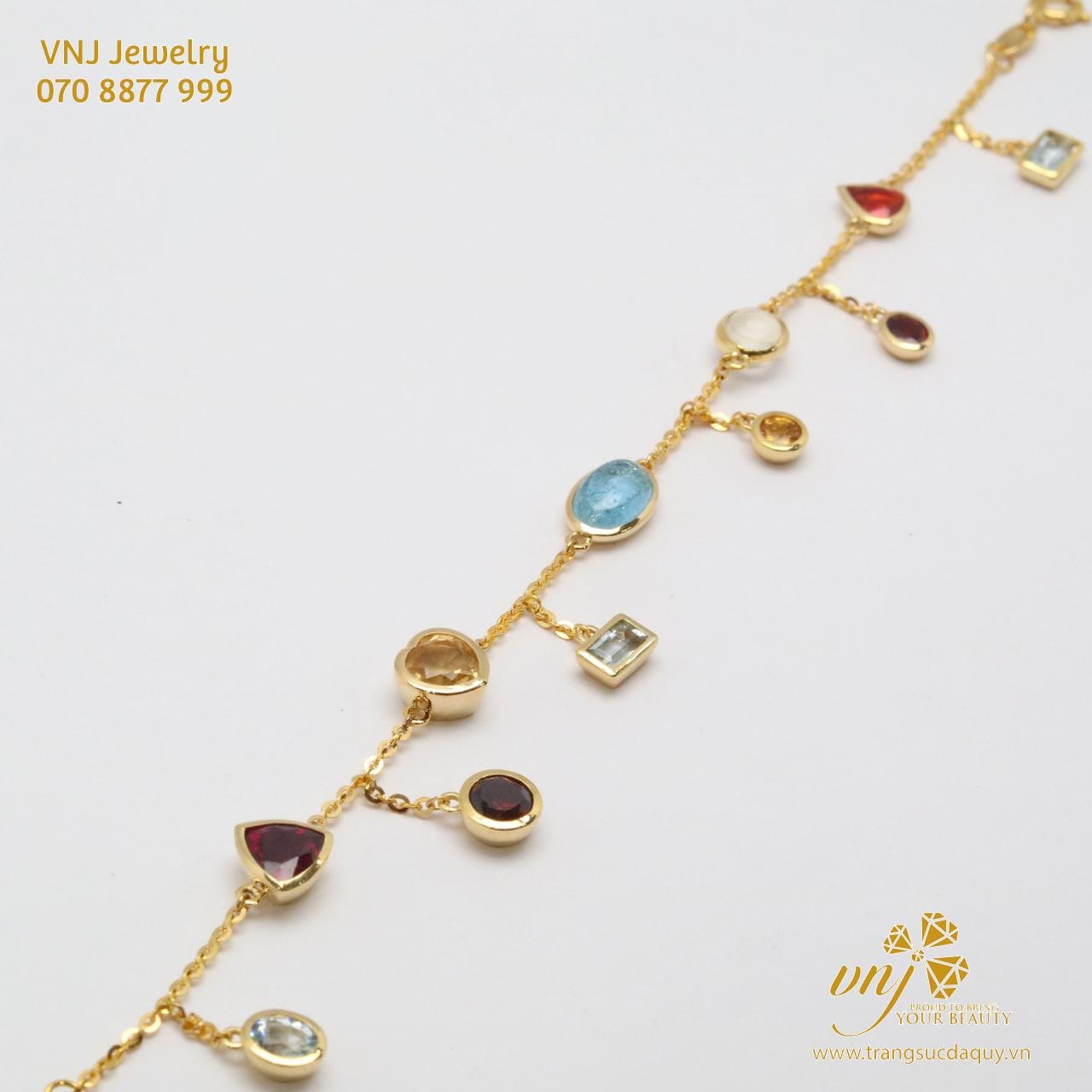 Vòng Tay Đa Sắc Aquamarine, Citrine, Garnet Và Moonstone (4)