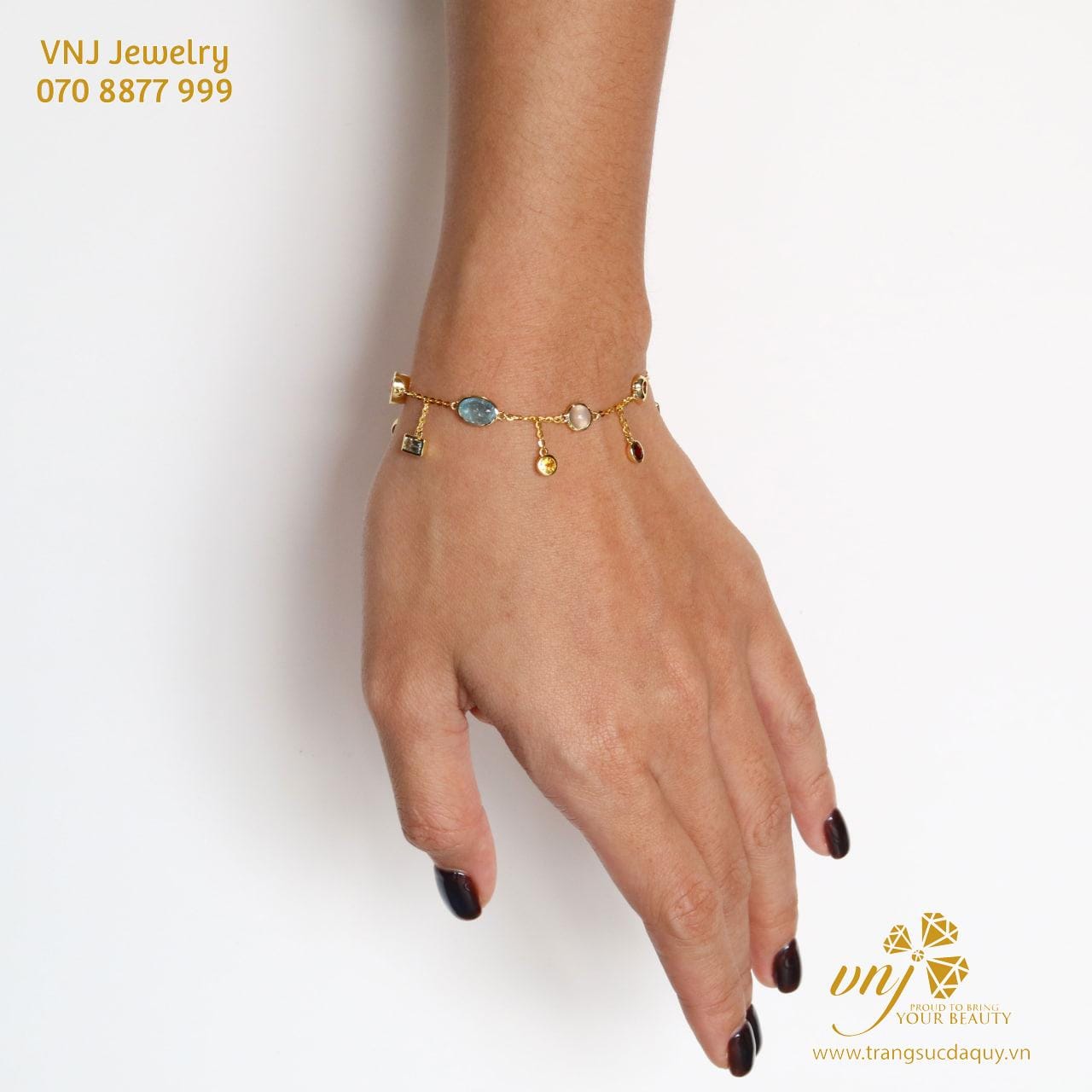 Vòng Tay Đa Sắc Aquamarine, Citrine, Garnet Và Moonstone (5)