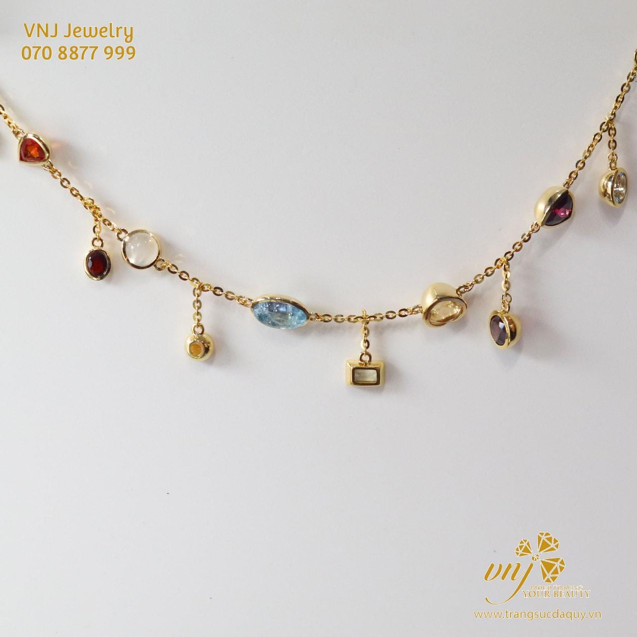 Vòng Tay Đa Sắc Aquamarine, Citrine, Garnet Và Moonstone (6)