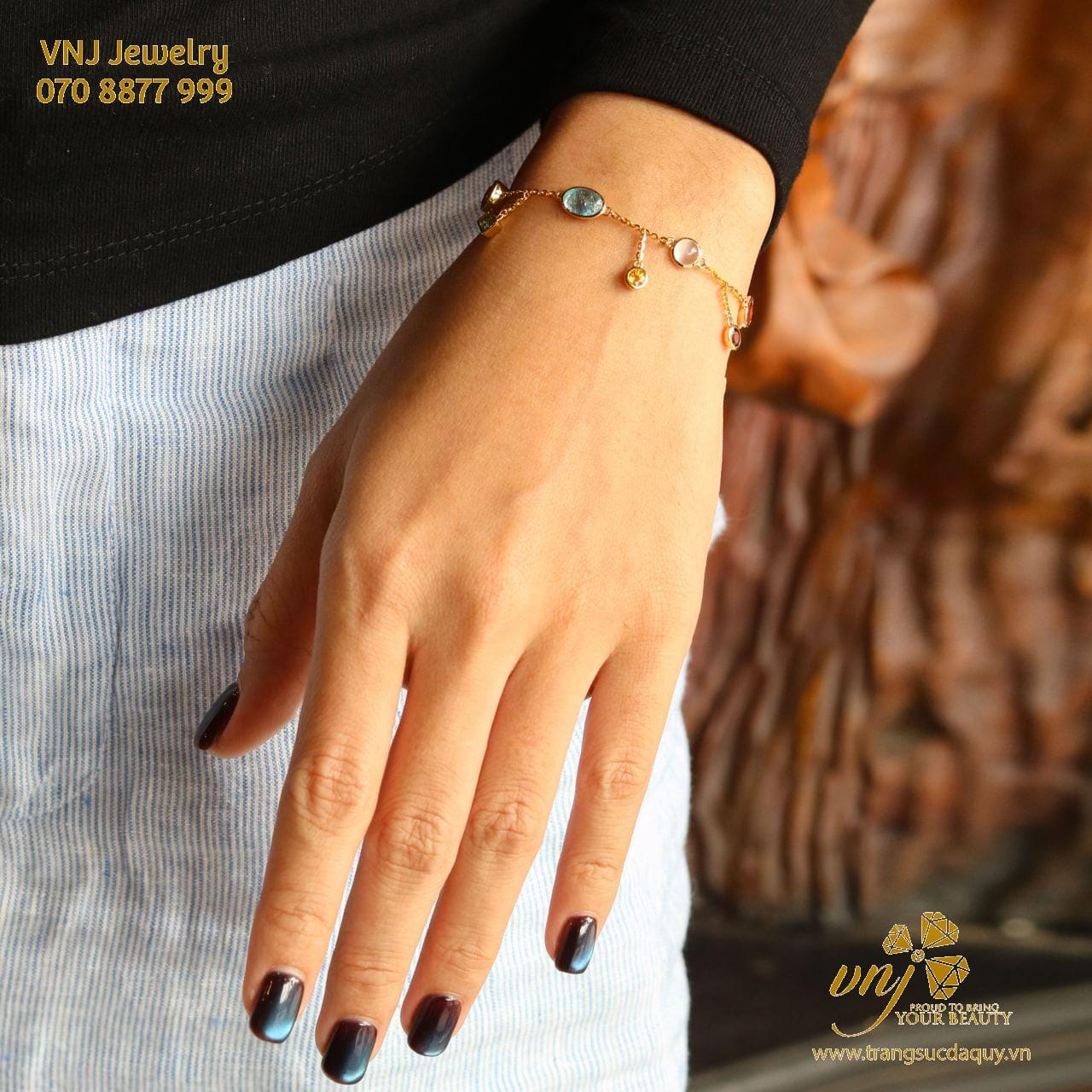 Vòng Tay Đa Sắc Aquamarine, Citrine, Garnet Và Moonstone (7)