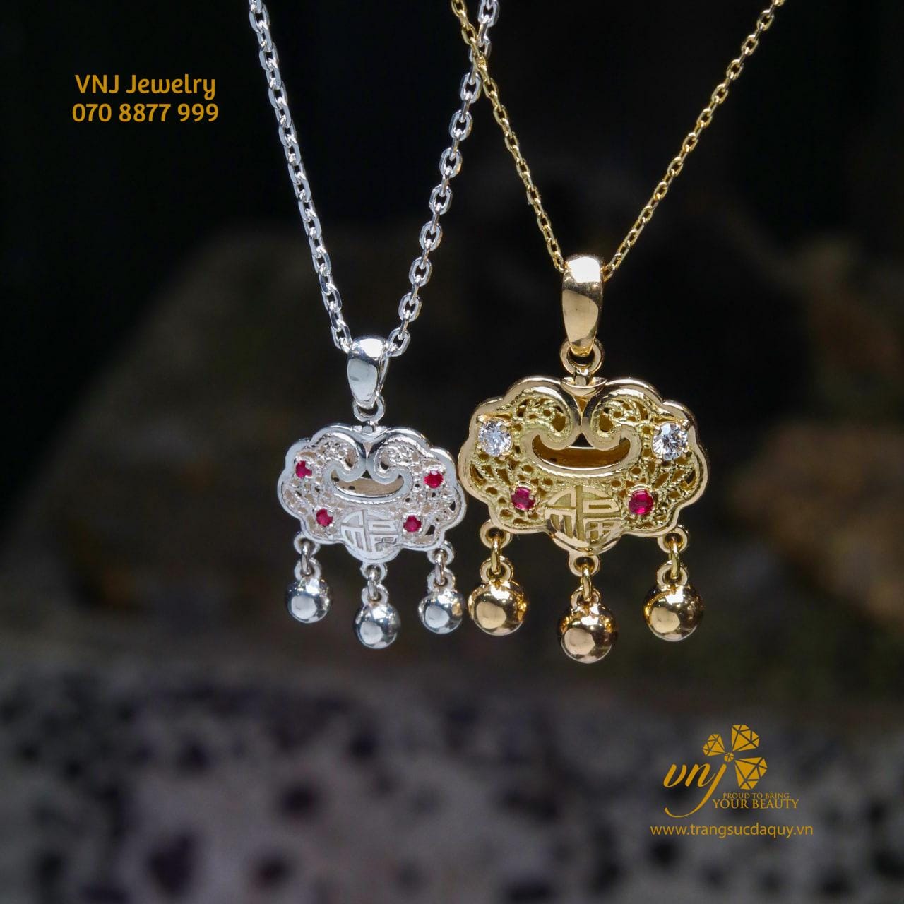 Khóa Trường Mệnh Đính Đá Quý Mg8 (2)