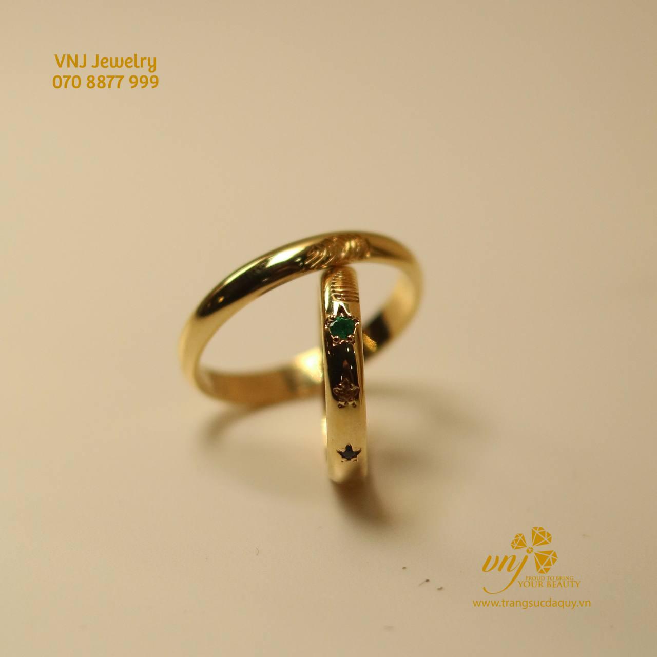 Nhẫn Vân Tay Emerald Mix Kim Cương