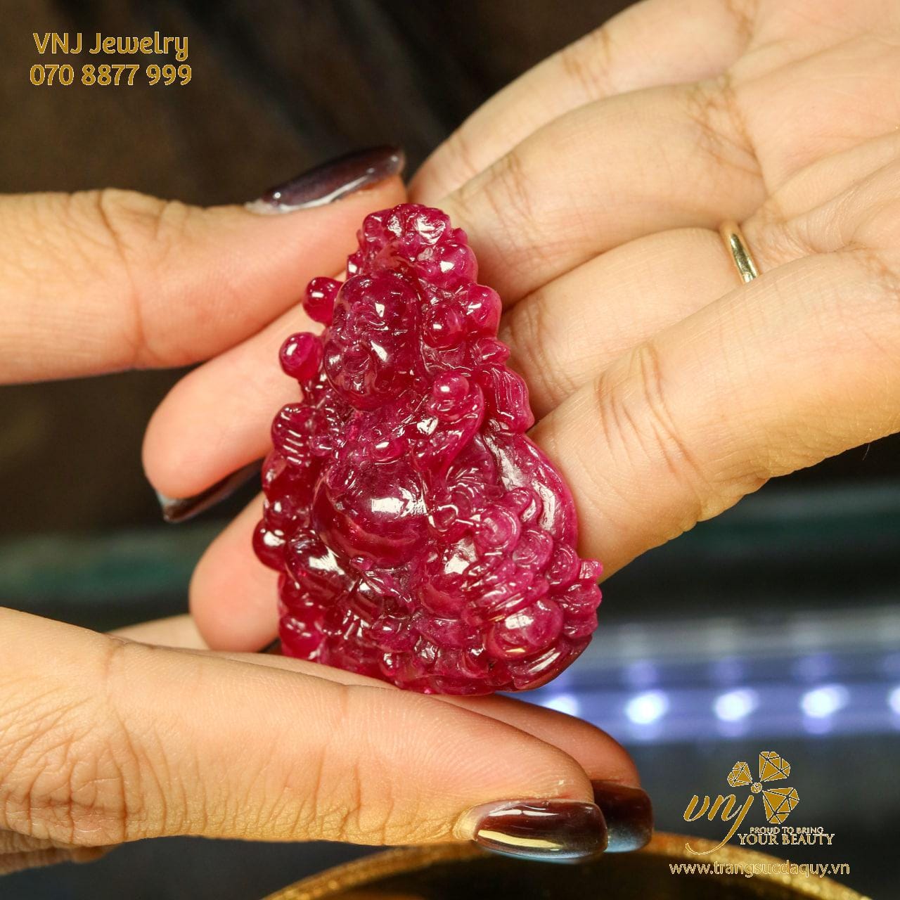 Tượng Di Lặc Đá Ruby Thiên Nhiên Mtr12 (2)