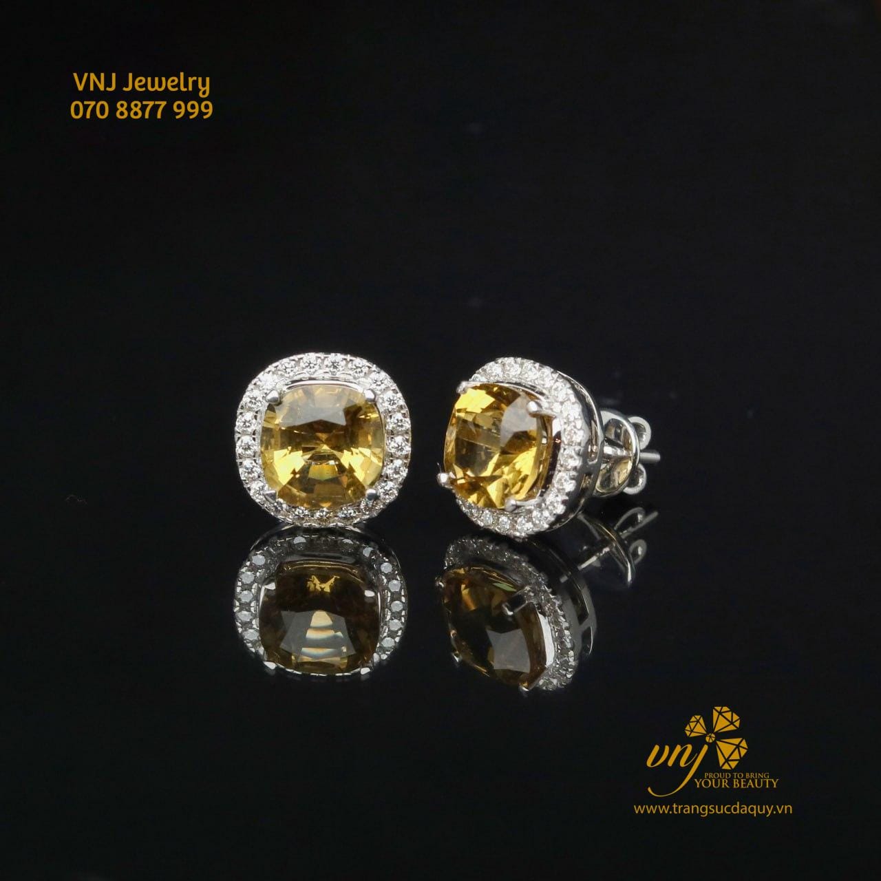 Bông tai đá Sapphire vàng BS8