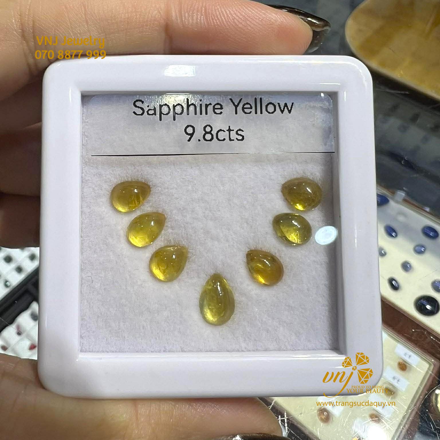 Bộ đá Sapphire Vàng Tụ Nhiên Lên Dây Chuyền (3)