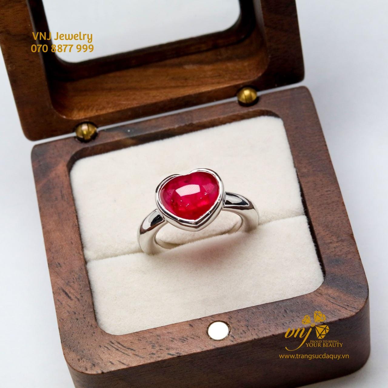 Nhẫn Trái Tim Đá Ruby Thiên Nhiên Nwr28 (2)