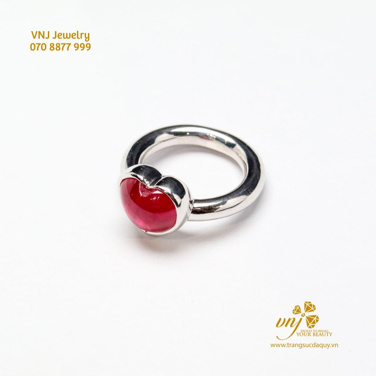 Nhẫn Trái Tim Đá Ruby Thiên Nhiên Nwr28