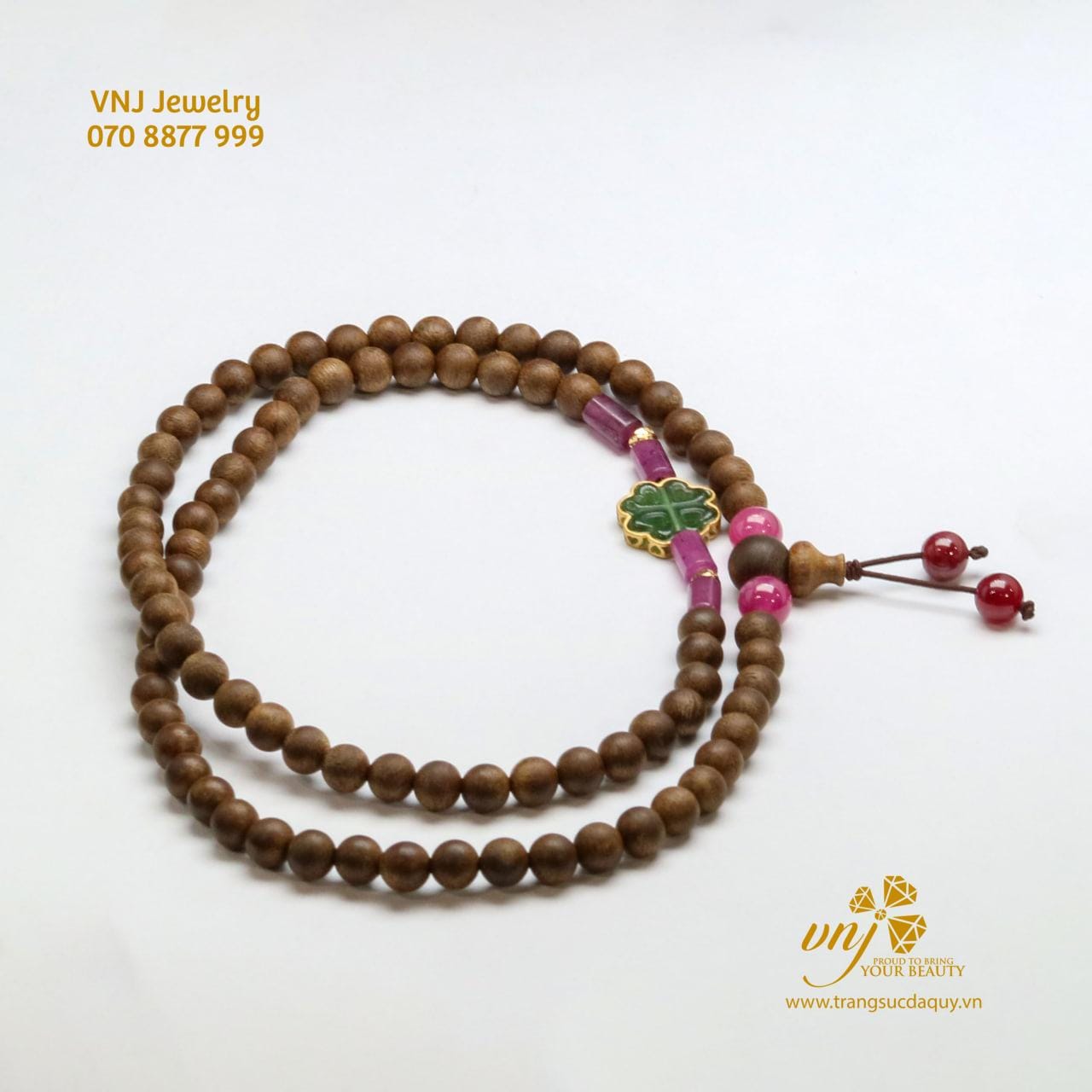 Vòng Trầm Mix Charm đá Quý (3)