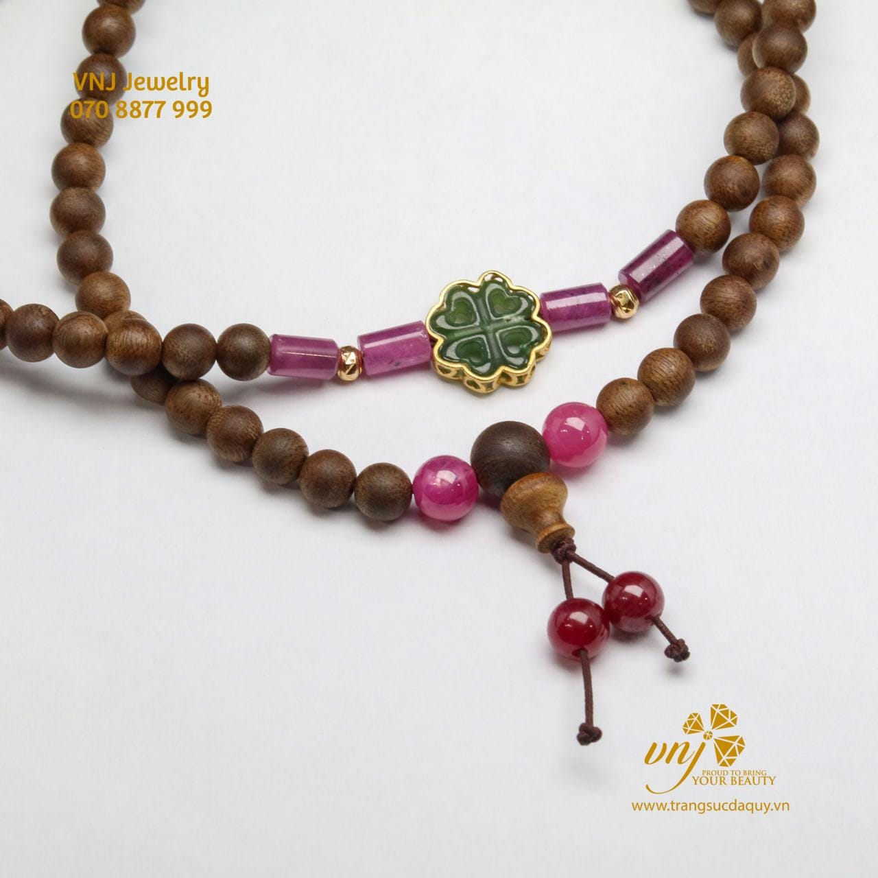 Vòng Trầm Mix Charm đá Quý (5)