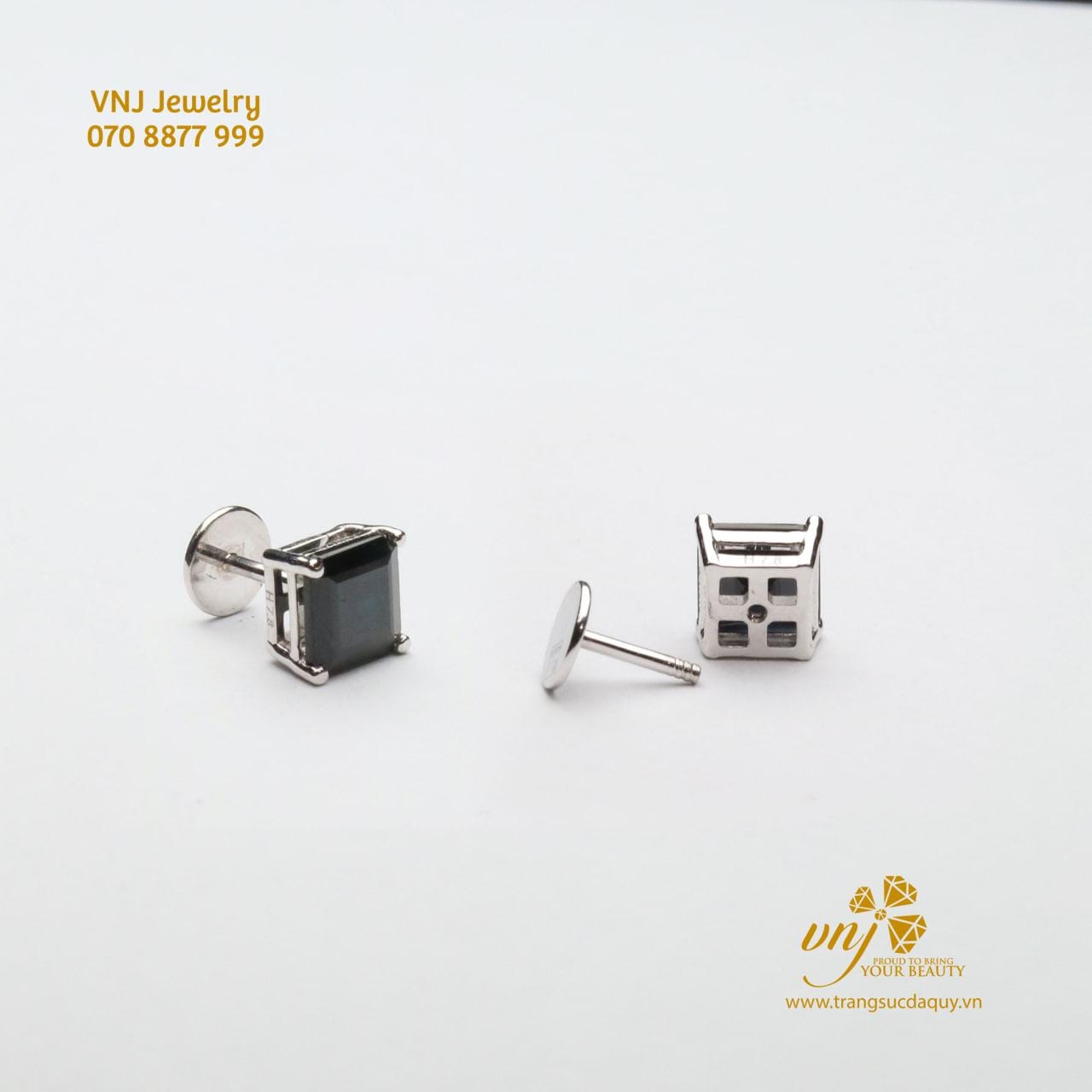 Bông Tai Flat Back Đá Sapphire