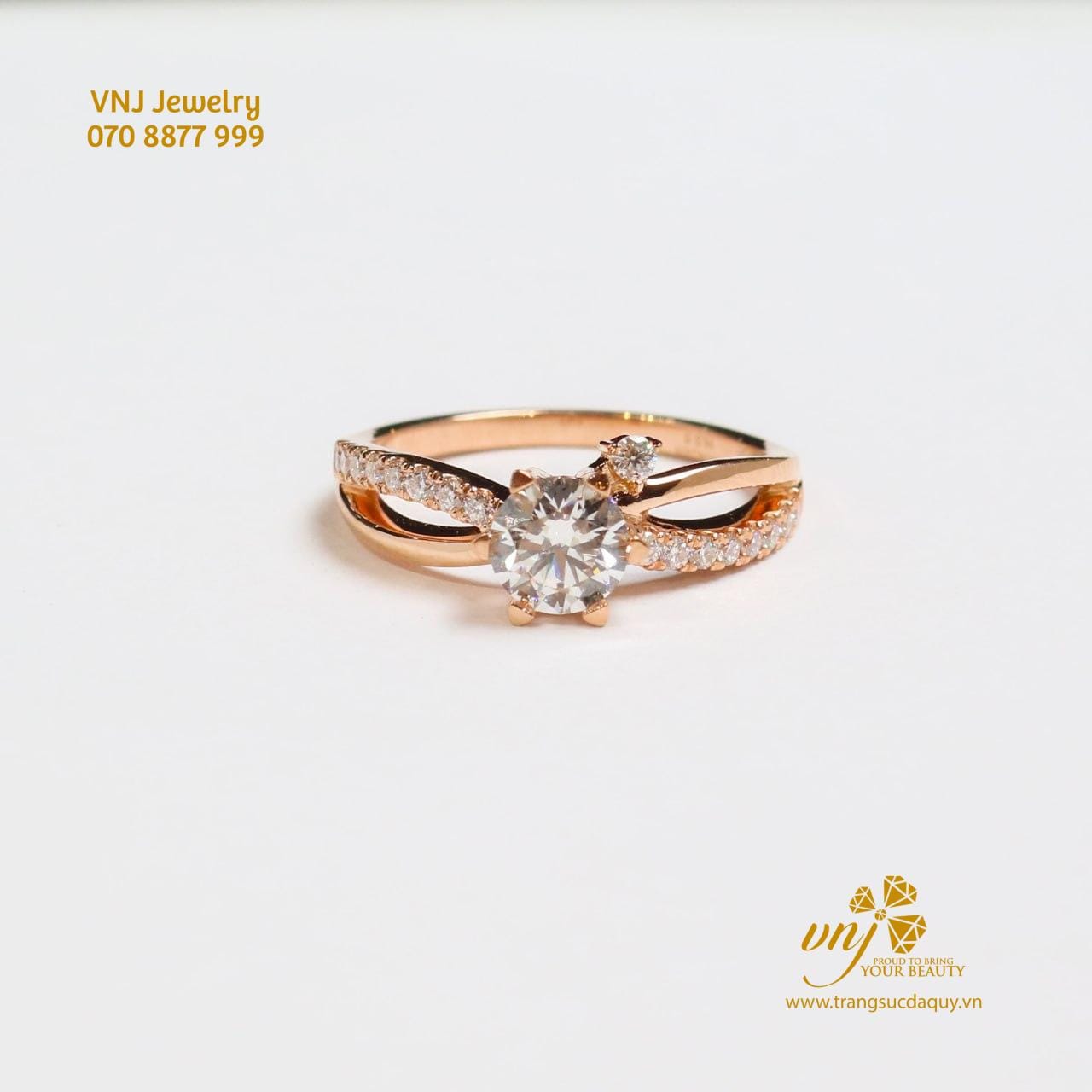 Nhẫn Kim Cương Vàng Hồng Solitaire NWD47