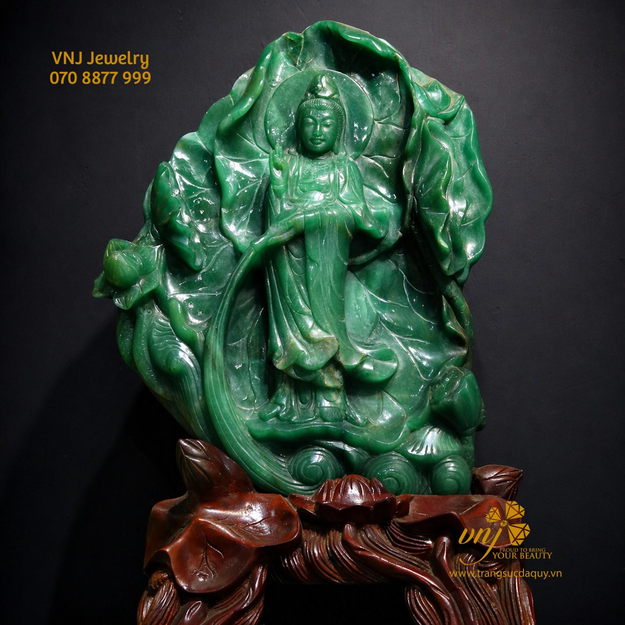 Tượng Quan Âm Bằng Đá Thạch Anh Xanh Aventurine TQA1