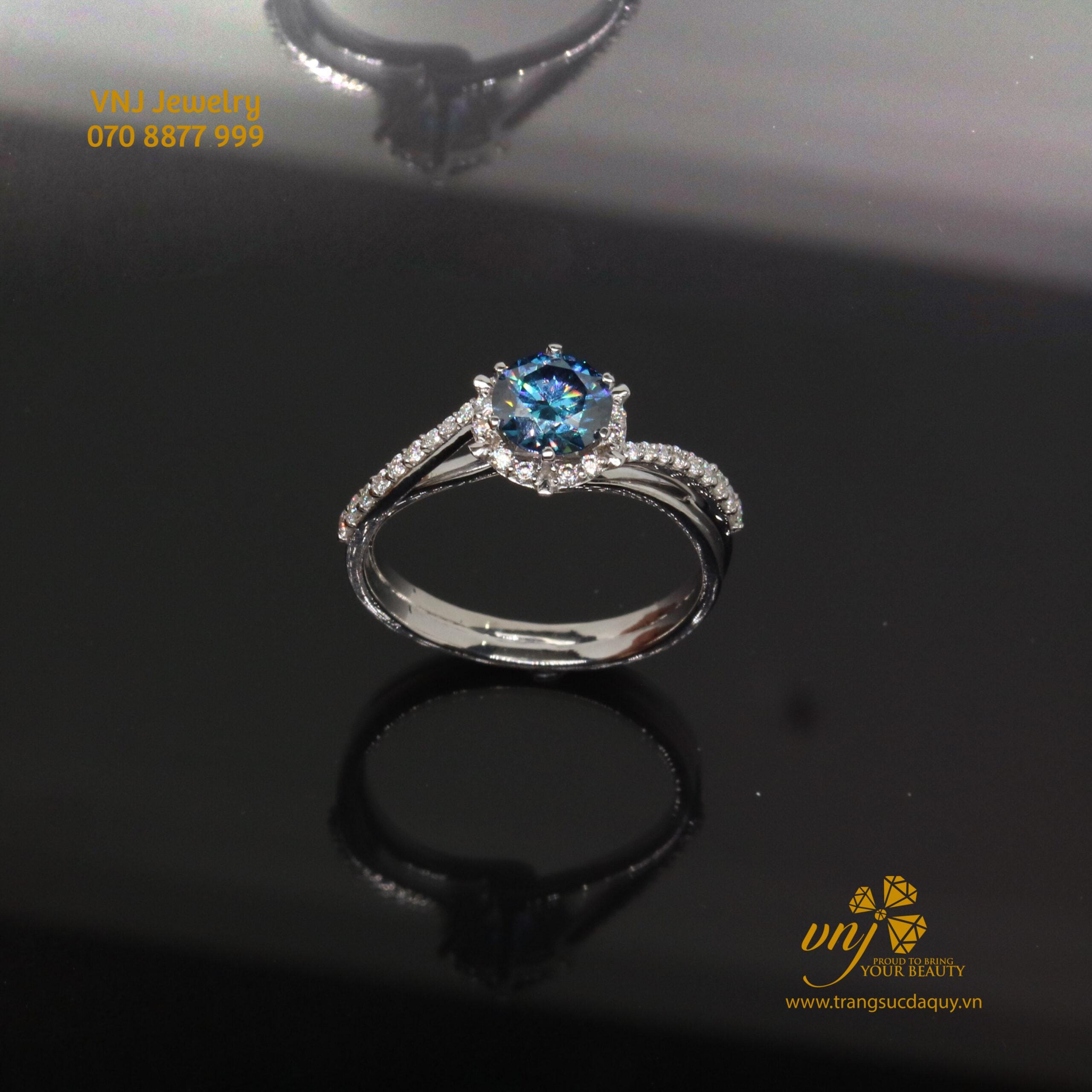 Nhẫn Moissanite Blue NWD48 - Ảnh 3