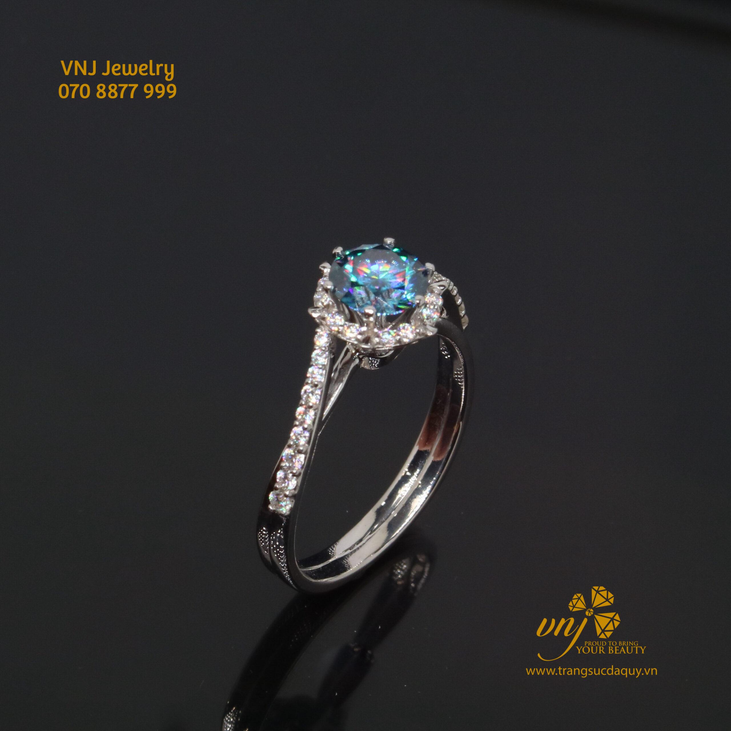 Nhẫn Moissanite Blue NWD48 - Ảnh 2