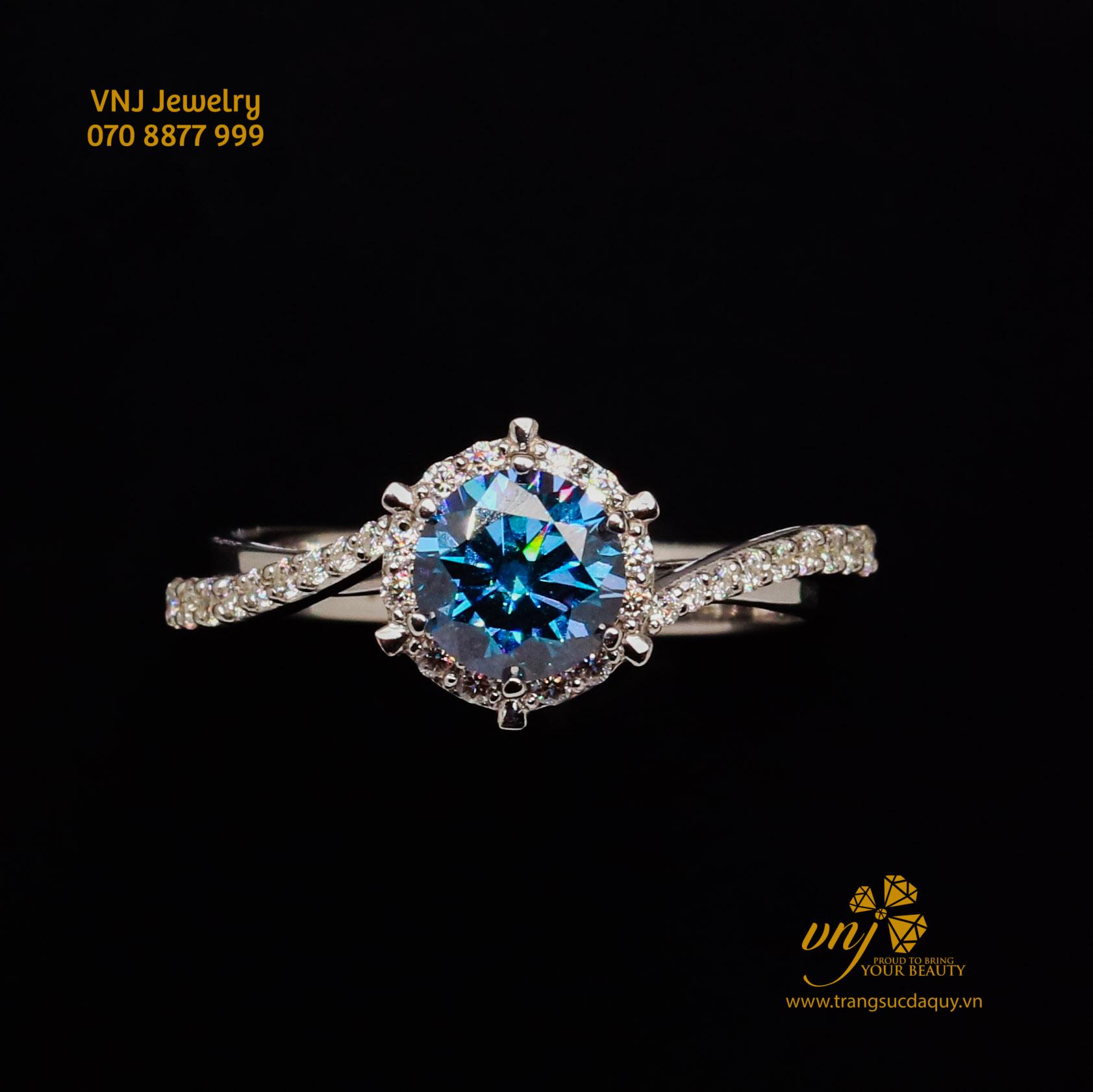 Nhẫn Moissanite Blue NWD48