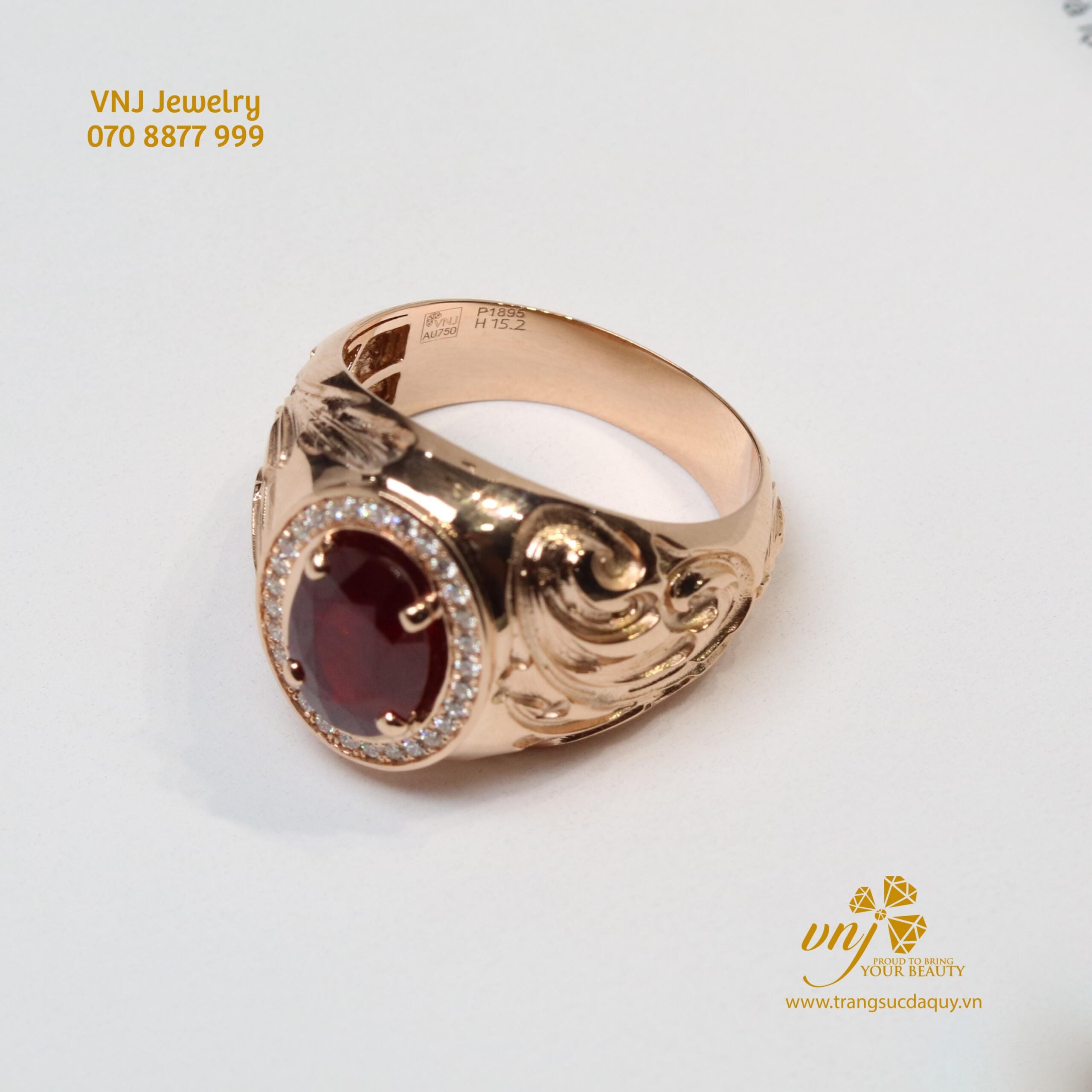 Nhẫn Ruby Vàng Hồng NM160 - Ảnh 2