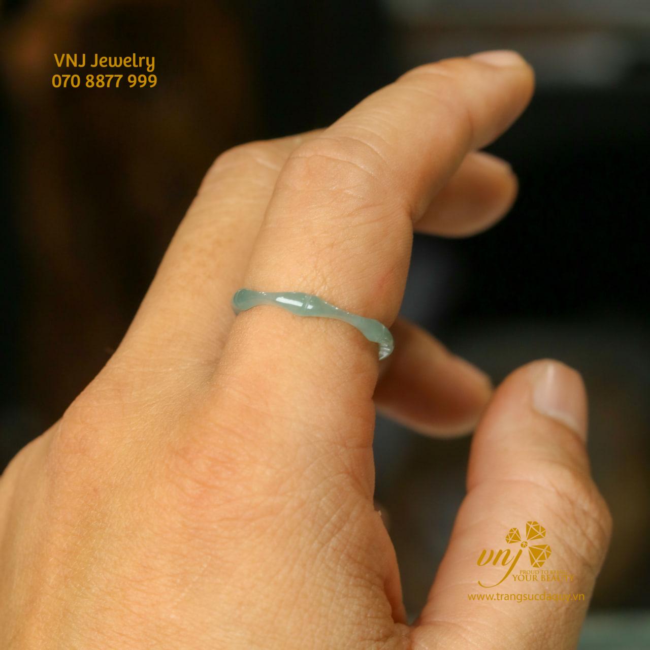Nhẫn Phỉ Thuý Nguyên Khối Đốt Trúc NWJ7 - Ảnh 3