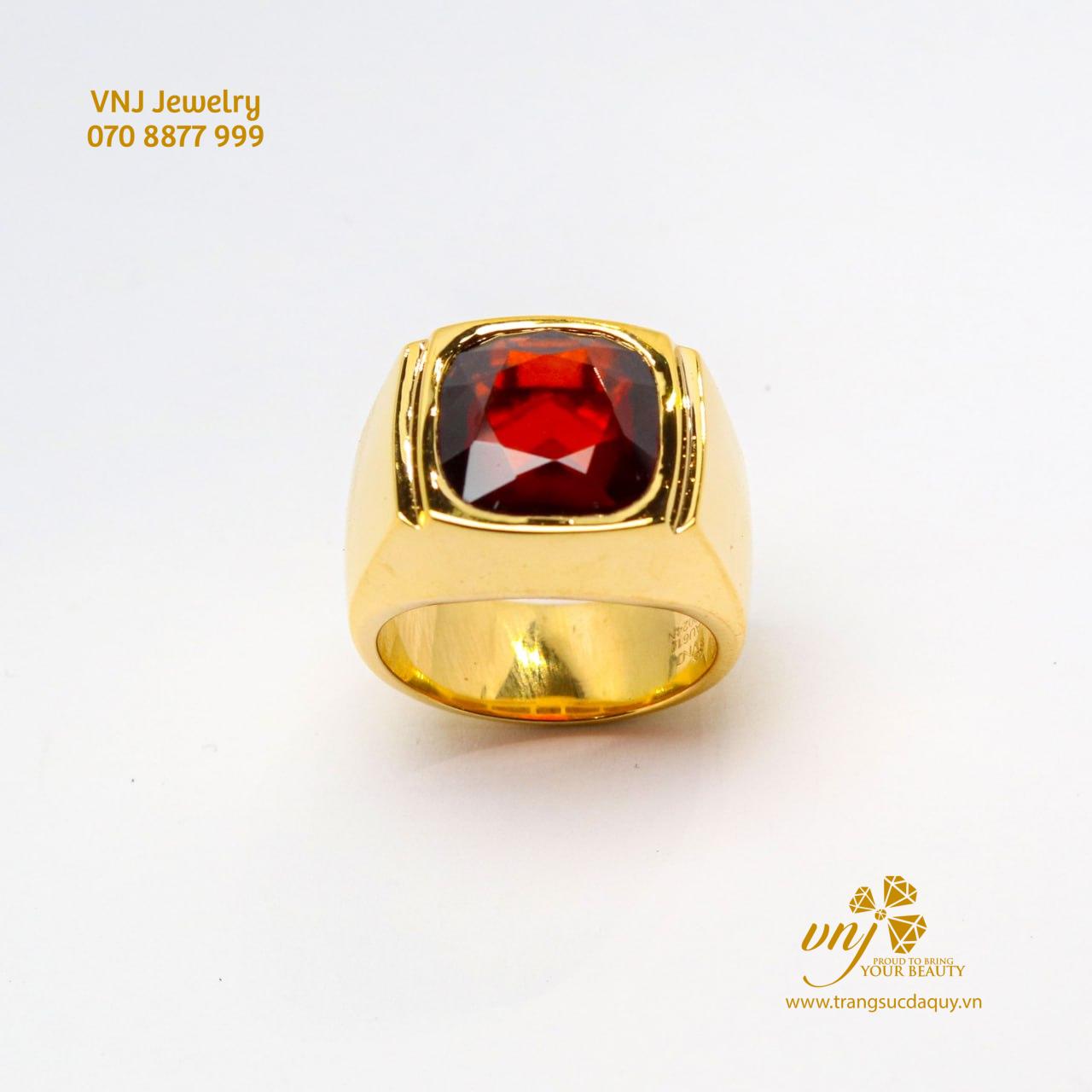 Nhẫn Nam Đá Garnet Đỏ NM161